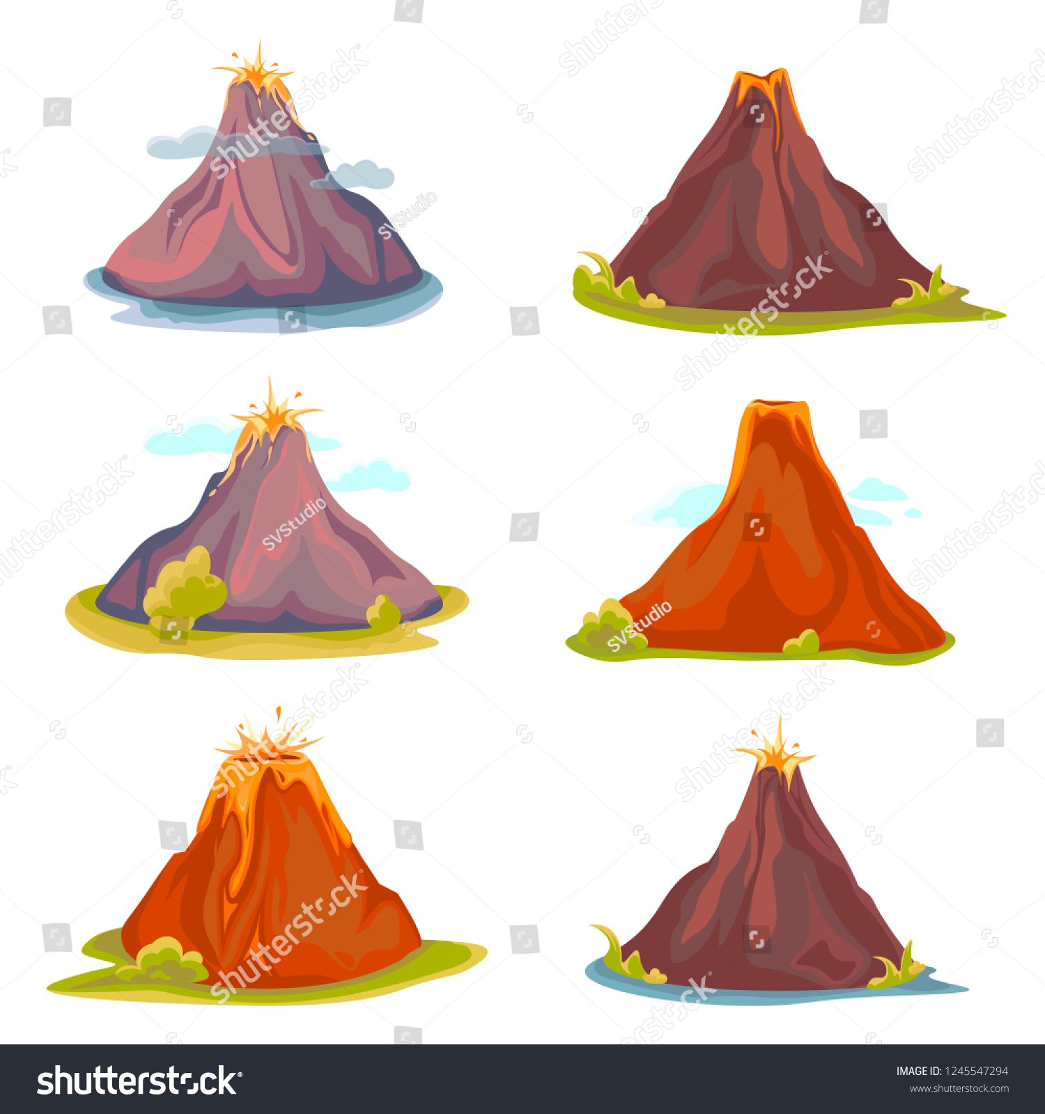 Cartoon Hot Volcano Magma Lava Vulcano Stock Vector Royalty Free 1245547294 5866