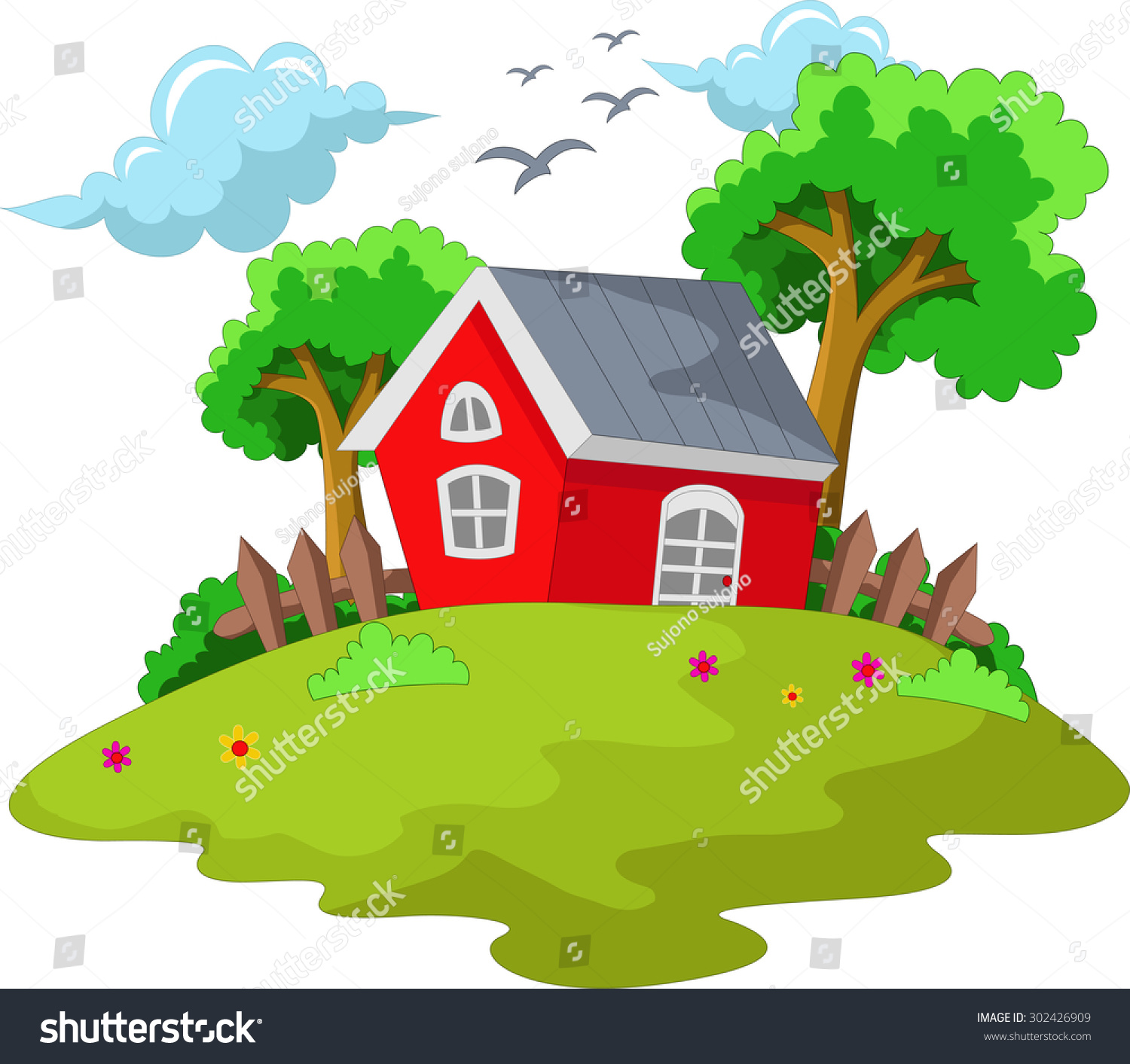 Cartoon House Your Design Stock Vector 302426909 - Shutterstock