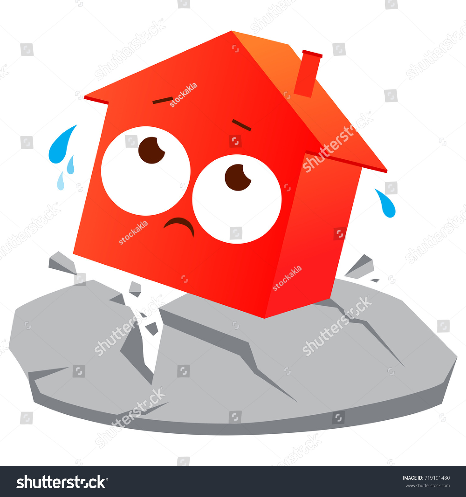 Cartoon House Suffering Earthquake Vector Illustration Stock Vector ...