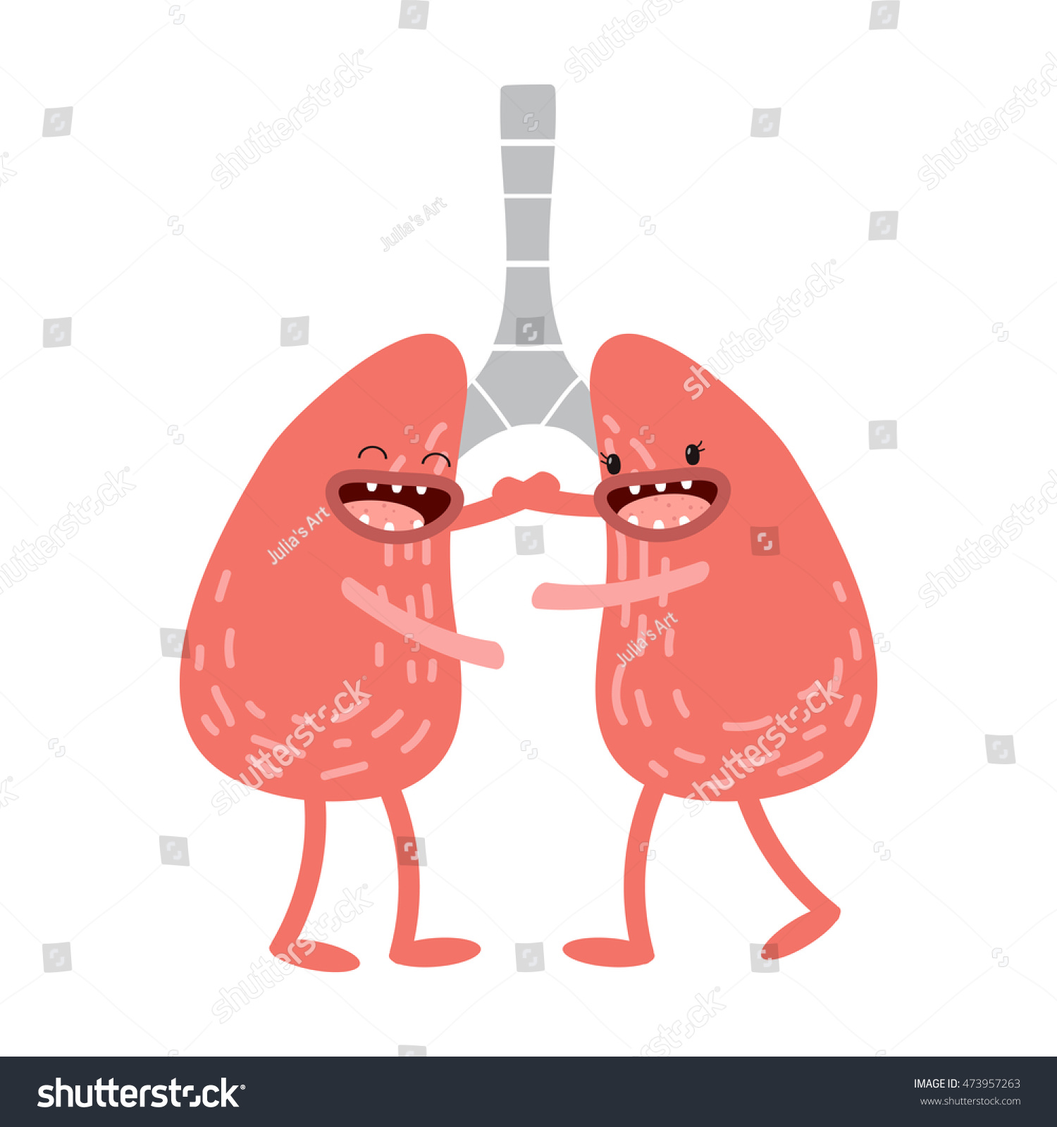 Cartoon Human Organs Vector Lungs Healthy Stock Vector (Royalty Free ...