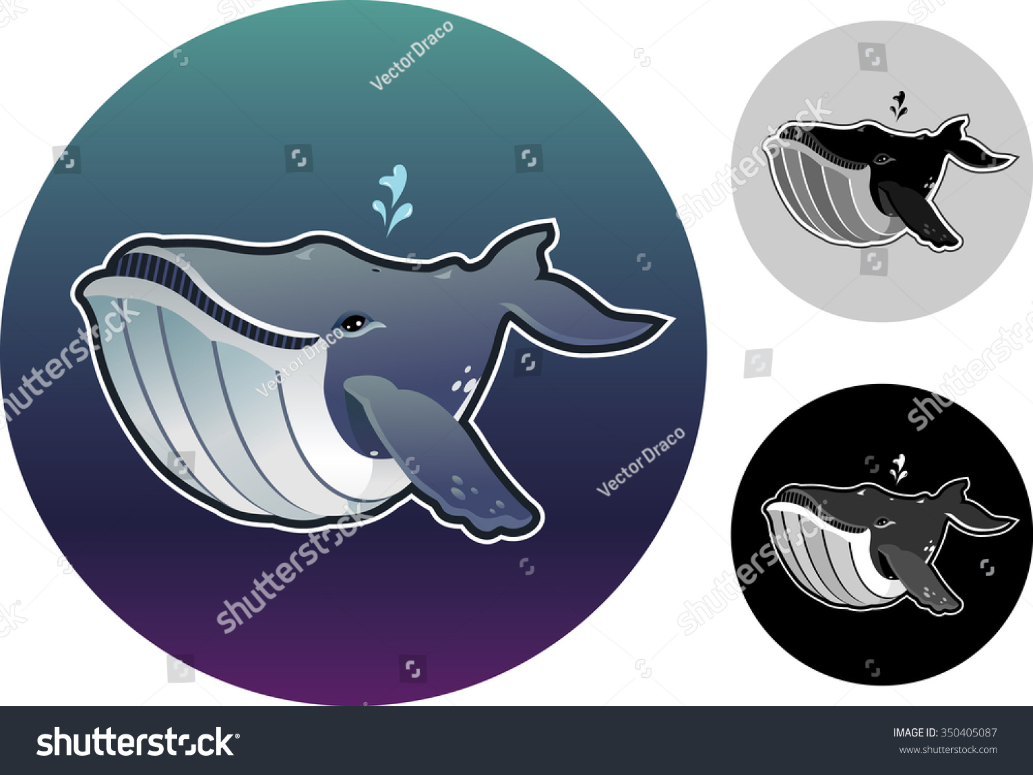Cartoon Humpback Whale: vector de stock (libre de regalías) 350405087