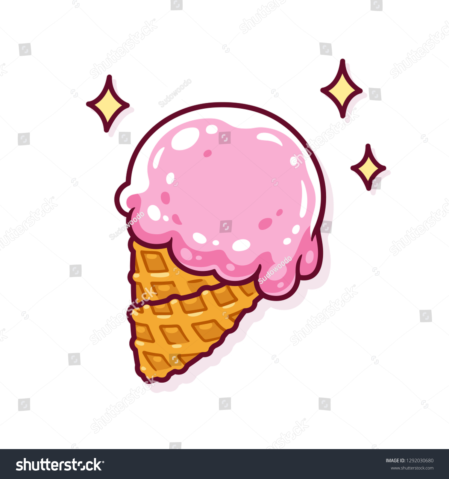 Cartoon Ice Cream Waffle Cone Drawing Stock Image Download Now