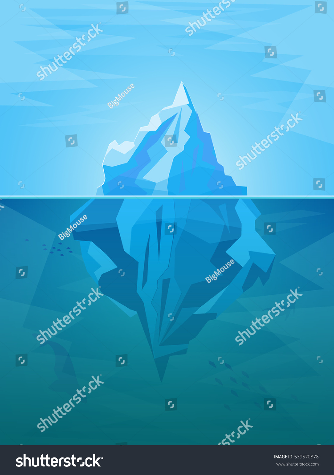 Cartoon Iceberg Ocean Underwater Part Flat Stock Vector (Royalty Free ...