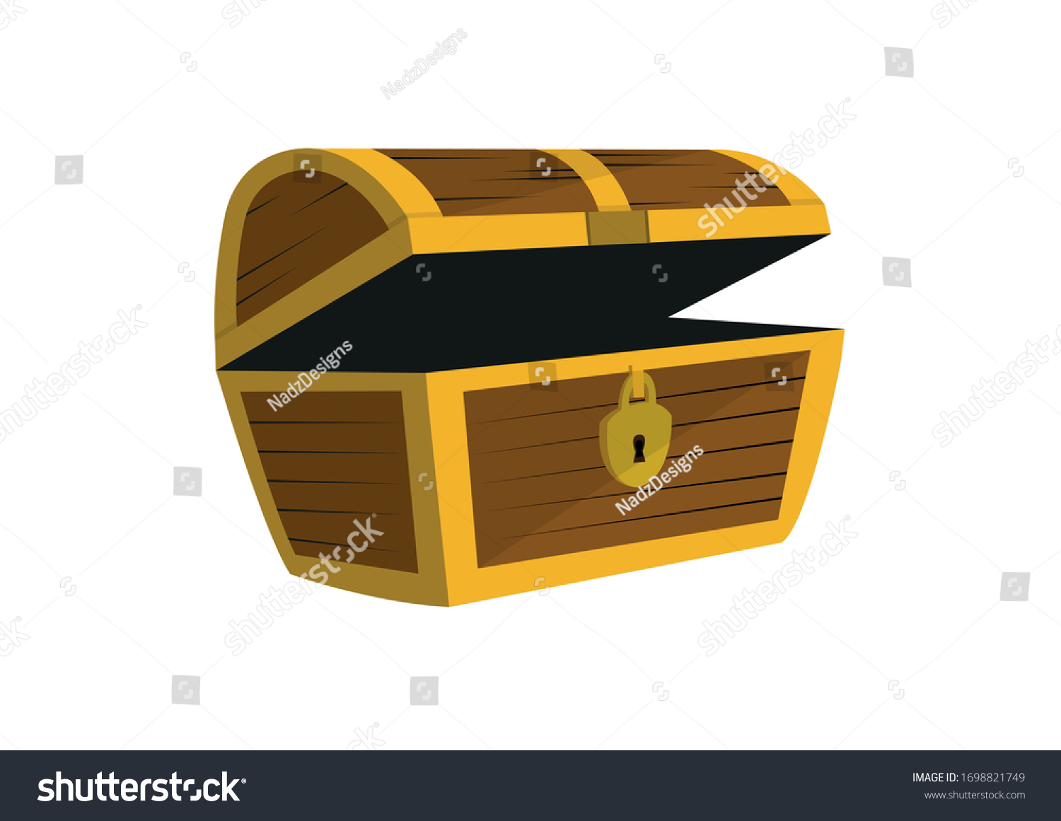 Cartoon Icon Empty Wooden Pirate Chest Stock Vector (Royalty Free ...