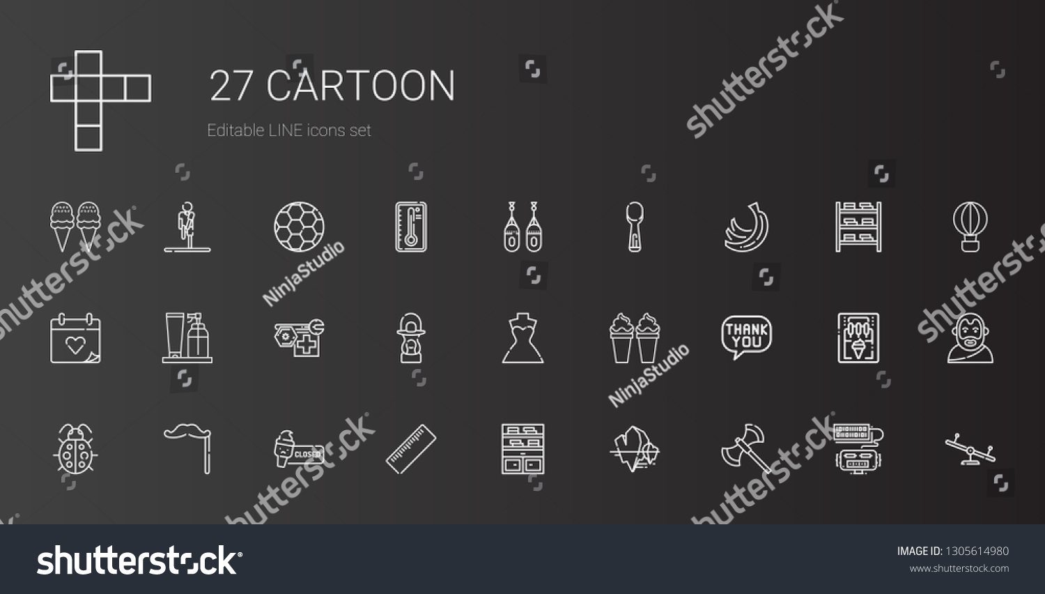 Cartoon Icons Set Collection Cartoon Axe Stock Vector Royalty
