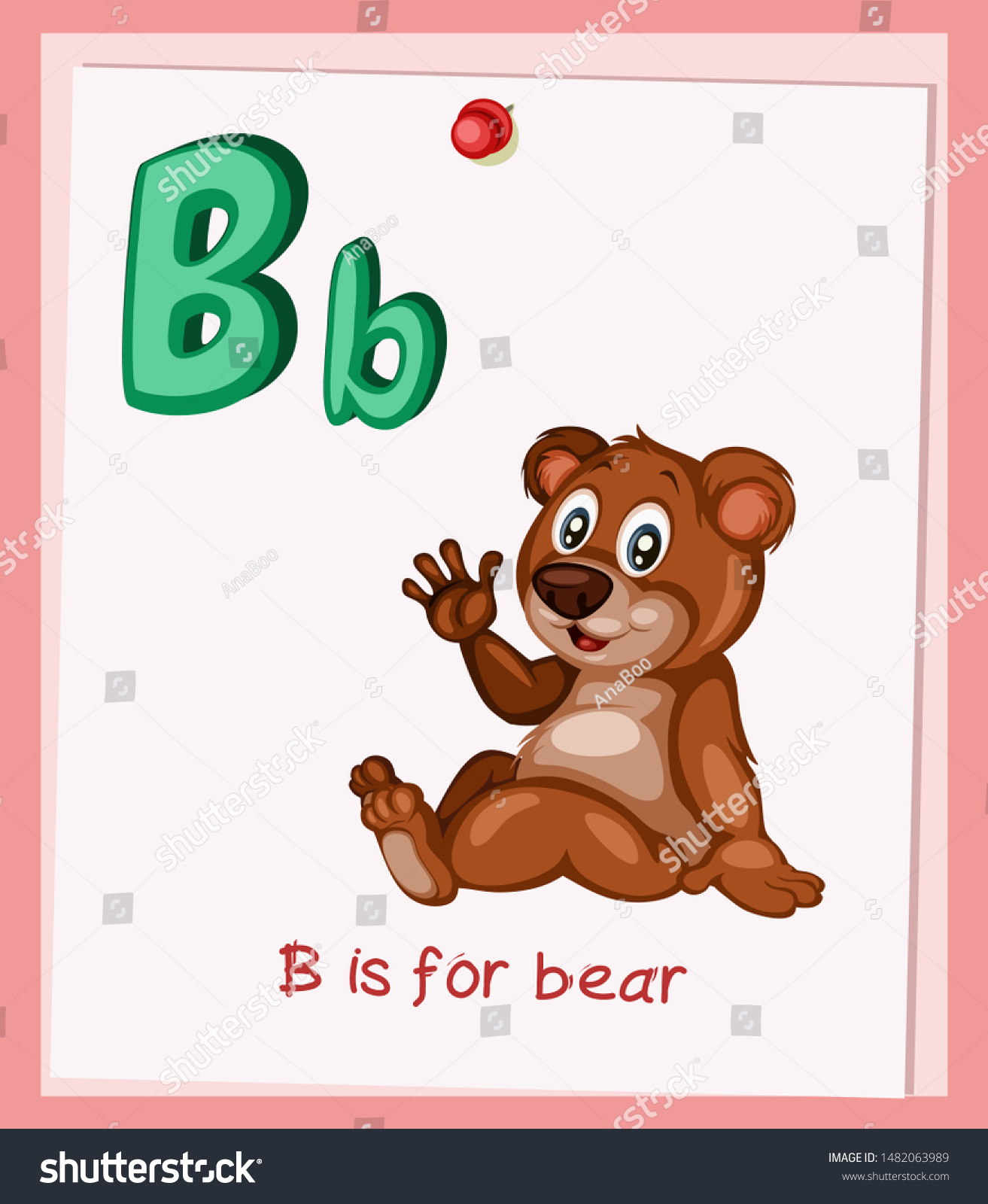 Cartoon Illustrated Alphabet Flashcard Preschool Educational Stock ...