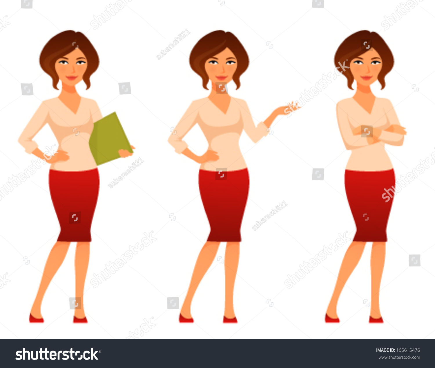 Cartoon Illustration Beautiful Young Woman Casual Stock Vector ...