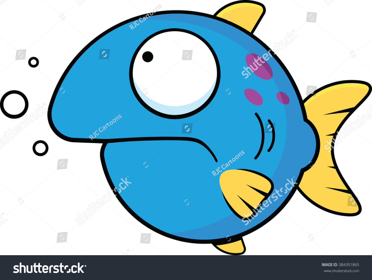 Cartoon Illustration Blue Fish Frown Stock Vector (Royalty Free) 384351865