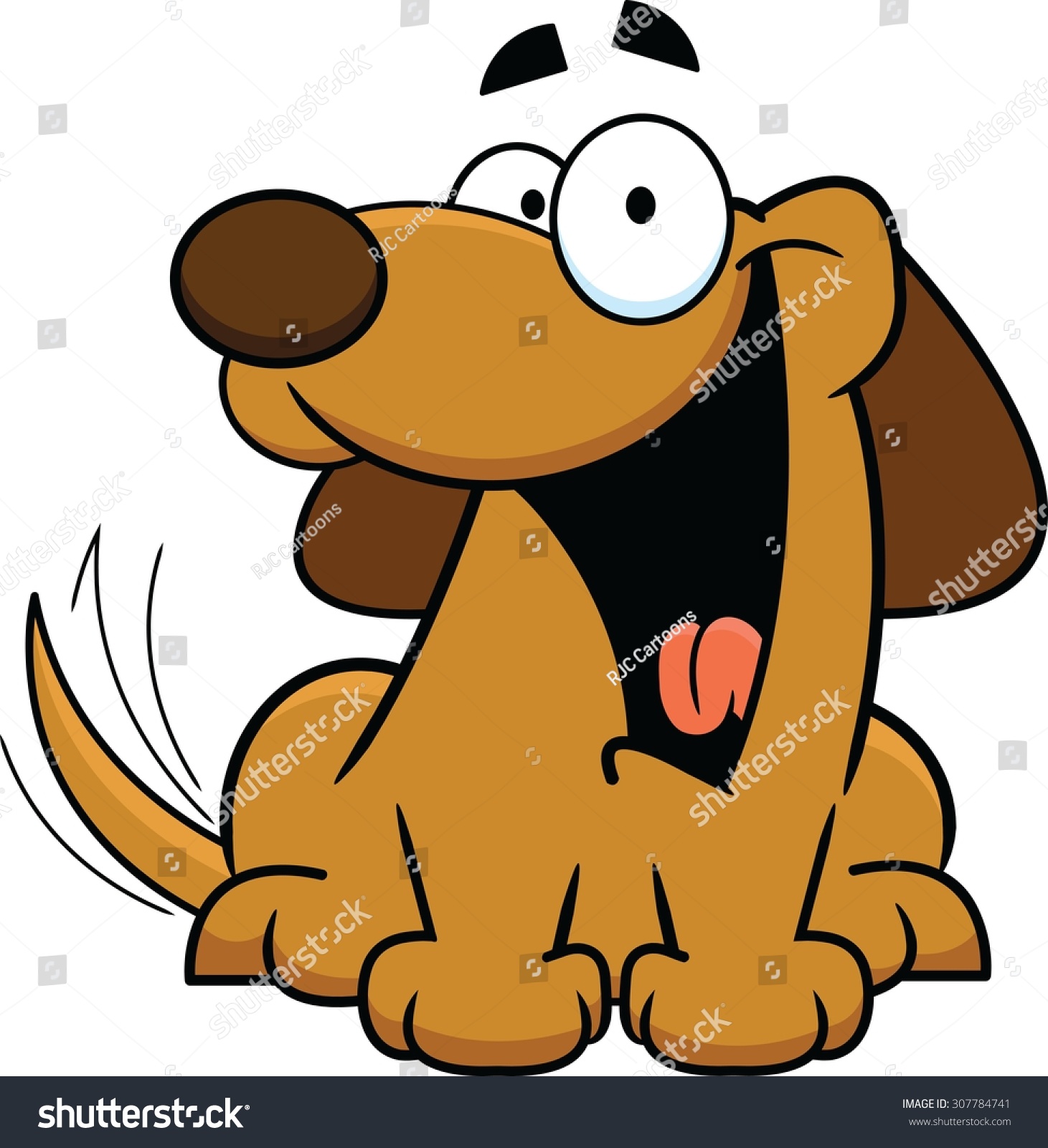 Cartoon Illustration Happy Dog Wagging Tail Stock Vector 307784741 ...