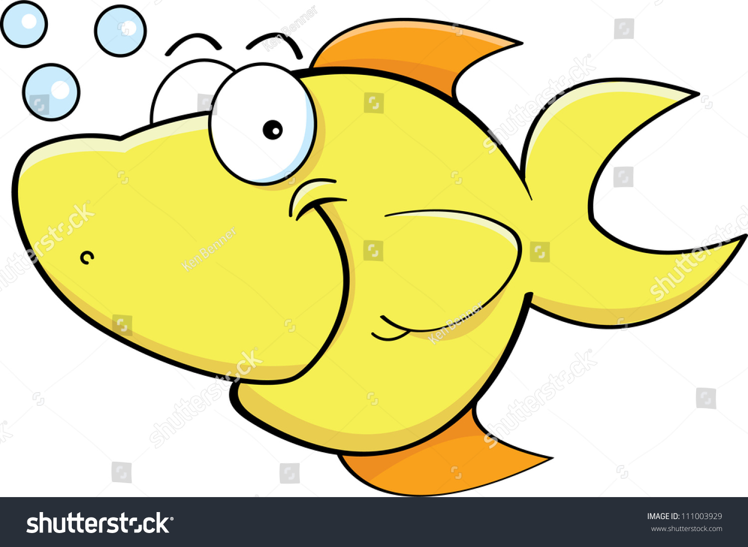 Cartoon Illustration Of A Happy Yellow Fish - 111003929 : Shutterstock