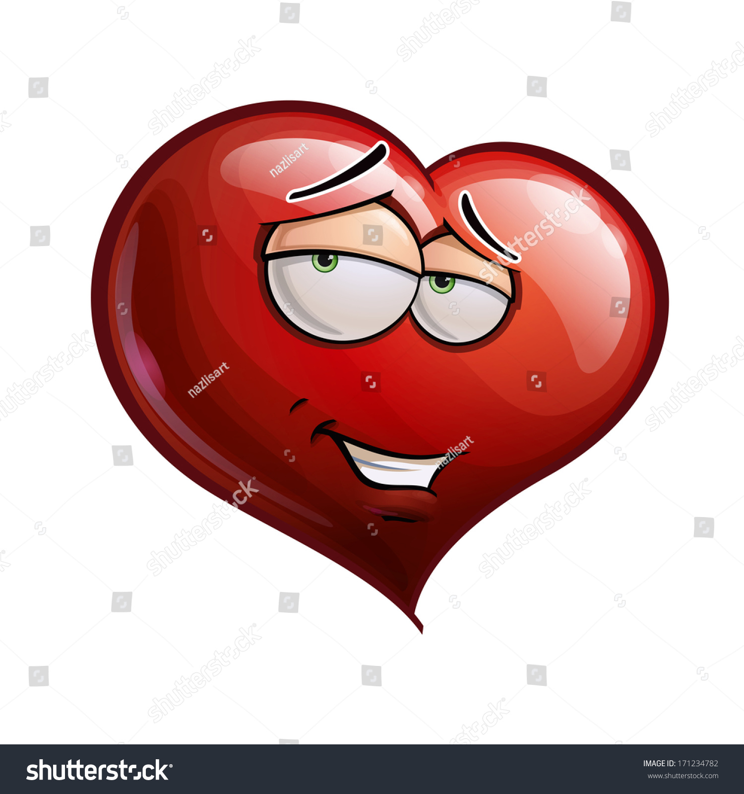 Cartoon Illustration Heart Face Emoticon Romantic Stock Vector (Royalty ...