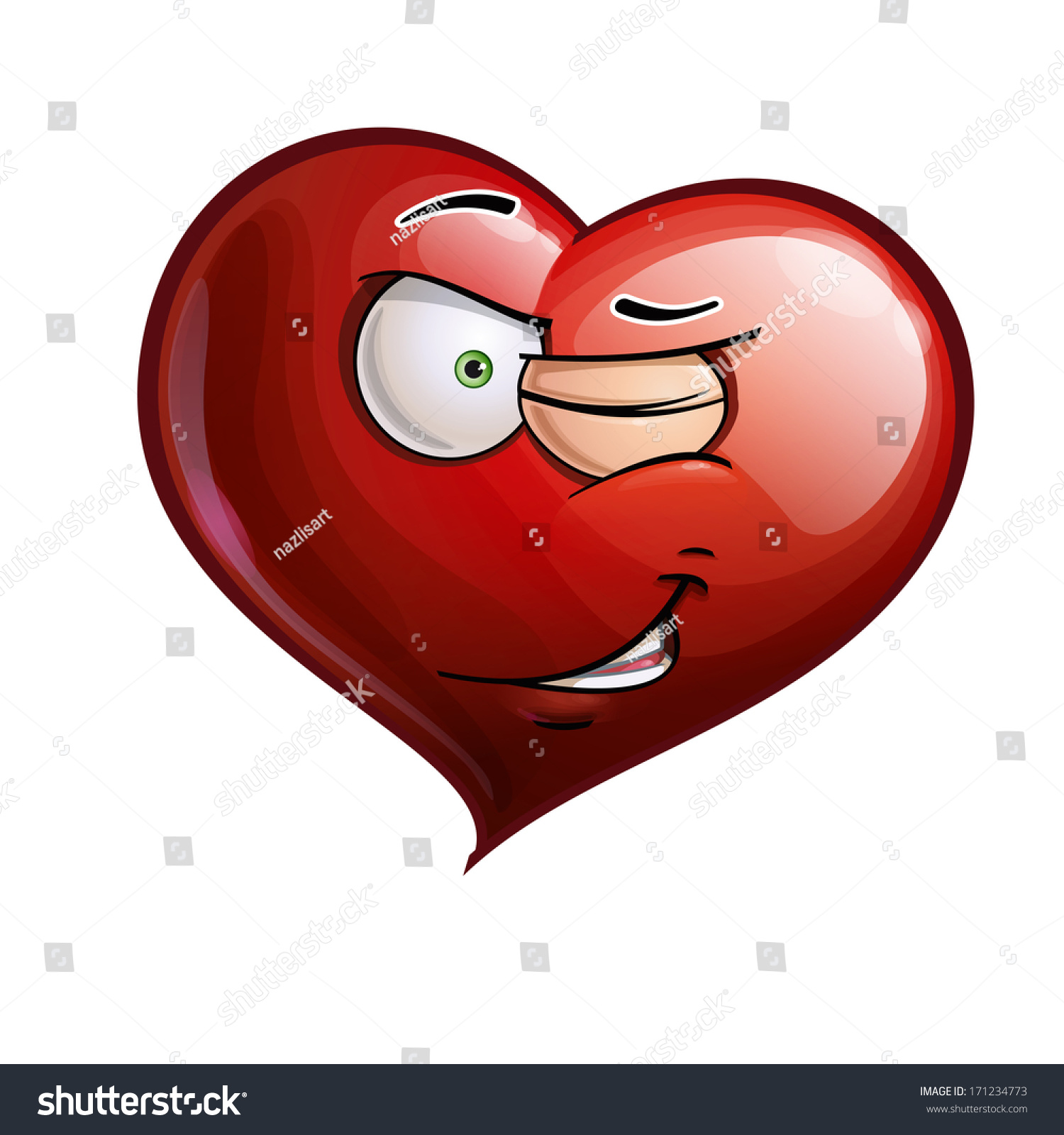 Cartoon Illustration Heart Face Emoticon Winking Stock Vector (Royalty ...