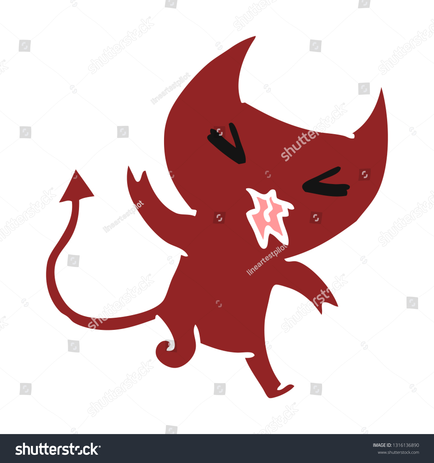 Cartoon Illustration Kawaii Cute Demon Stock Vector (Royalty Free ...