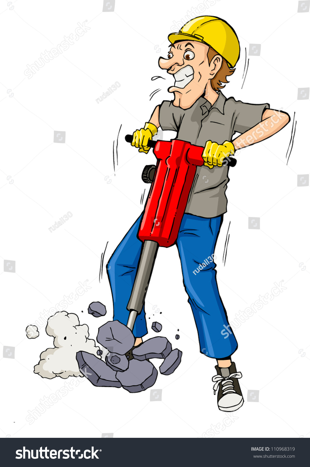 Cartoon Illustration Man Drilling Stock Vector (Royalty Free) 110968319