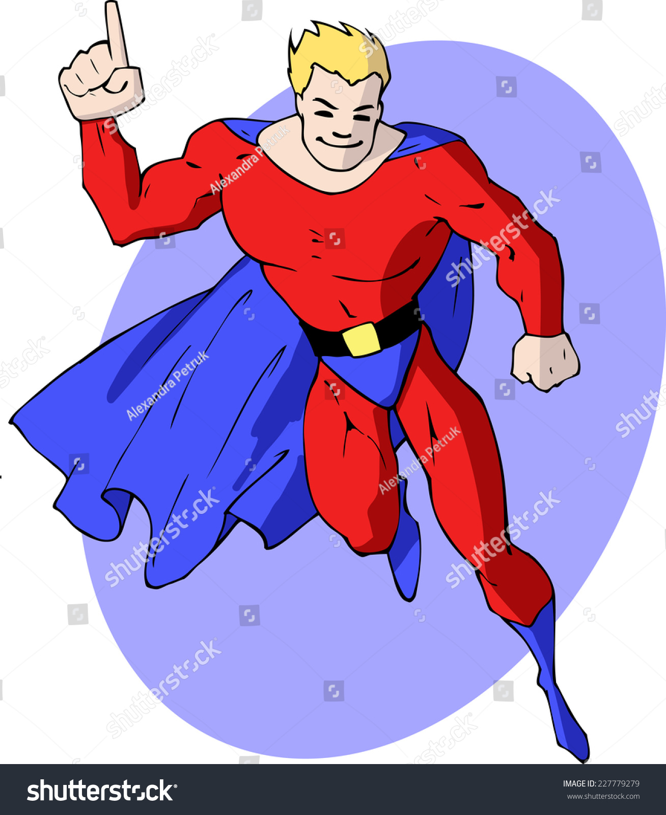 Cartoon Illustration Mighty Superhero Bright Costume Stock Vector ...