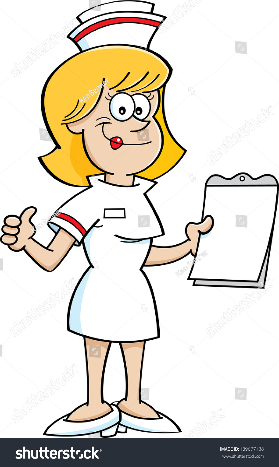 Cartoon Illustration Nurse Holding Clipboard Giving Stock Vector
