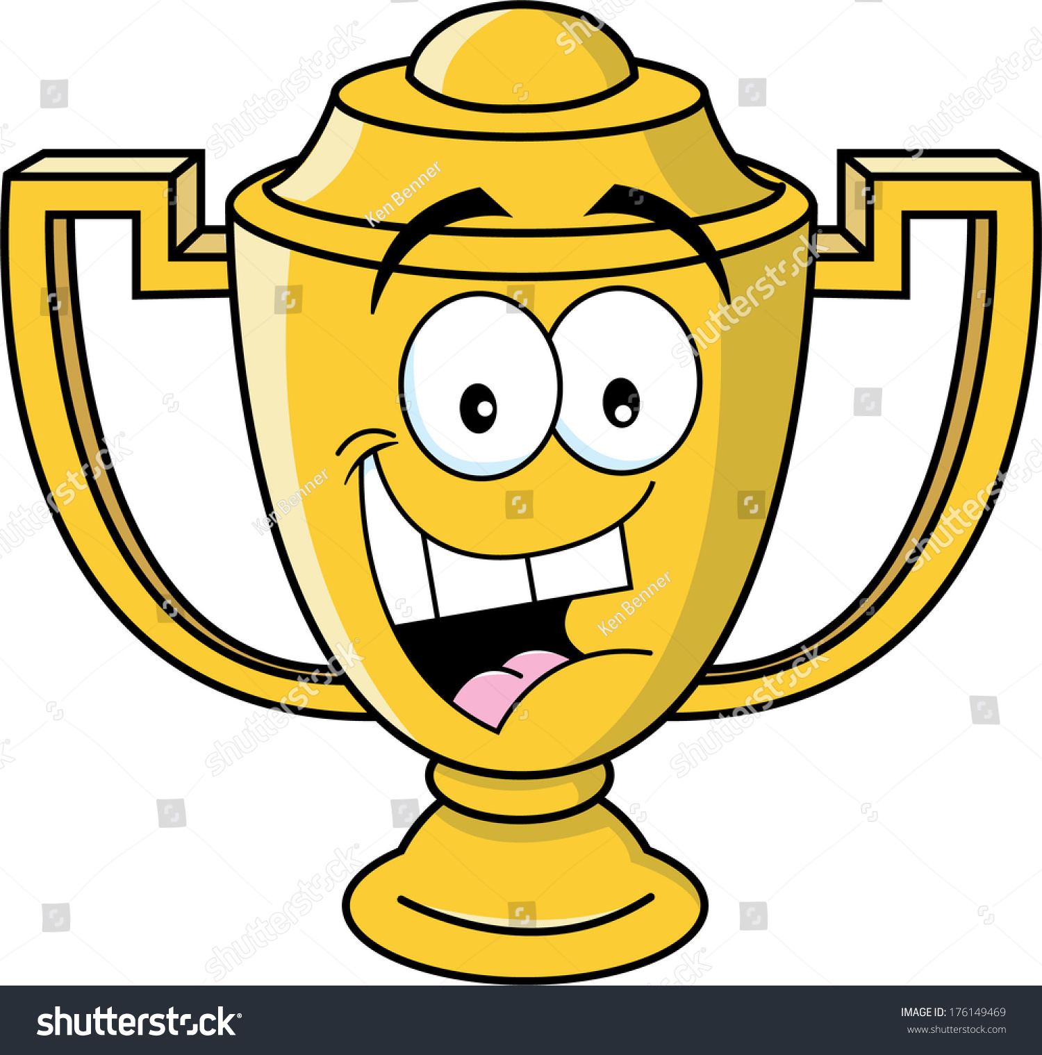 Cartoon Illustration Smiling Trophy Cup Stock Vector (Royalty Free