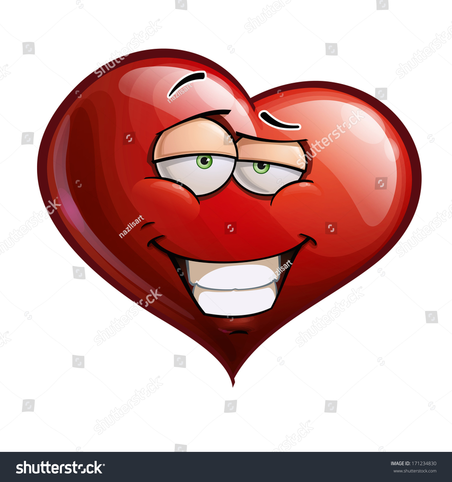 Cartoon Illustration Smug Heart Face Emoticon Stock Vector 171234830