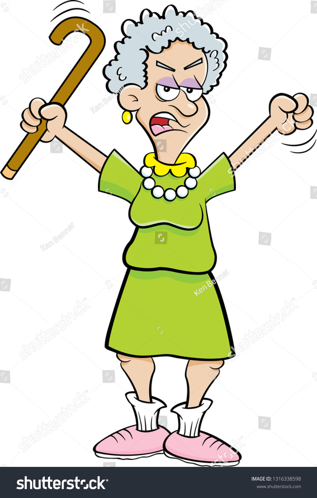 Cartoon Illustration Angry Senior Citizen Shaking Stock Vector (Royalty ...