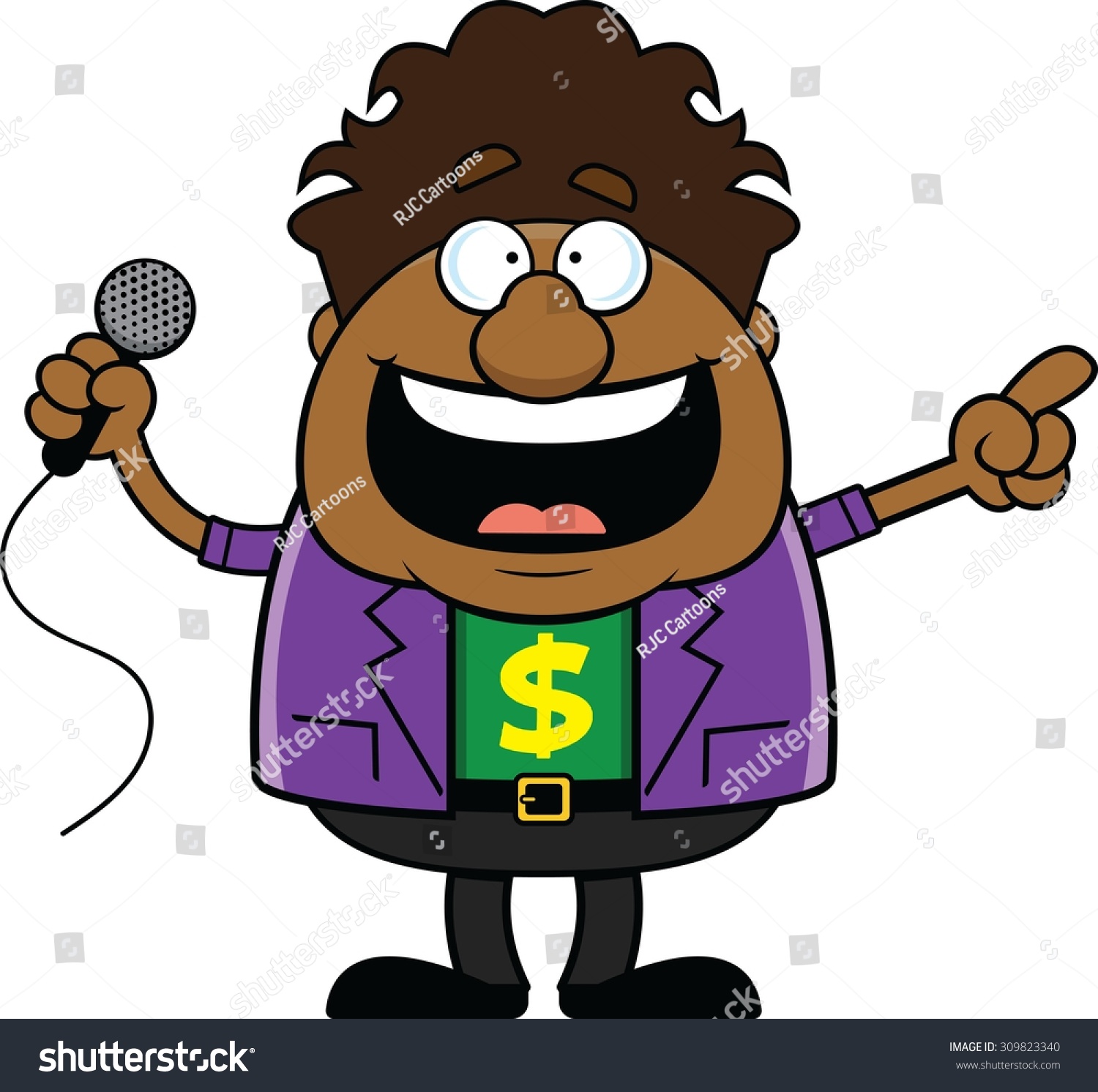 Cartoon Illustration Of An Auctioneer With A Happy Expression ...