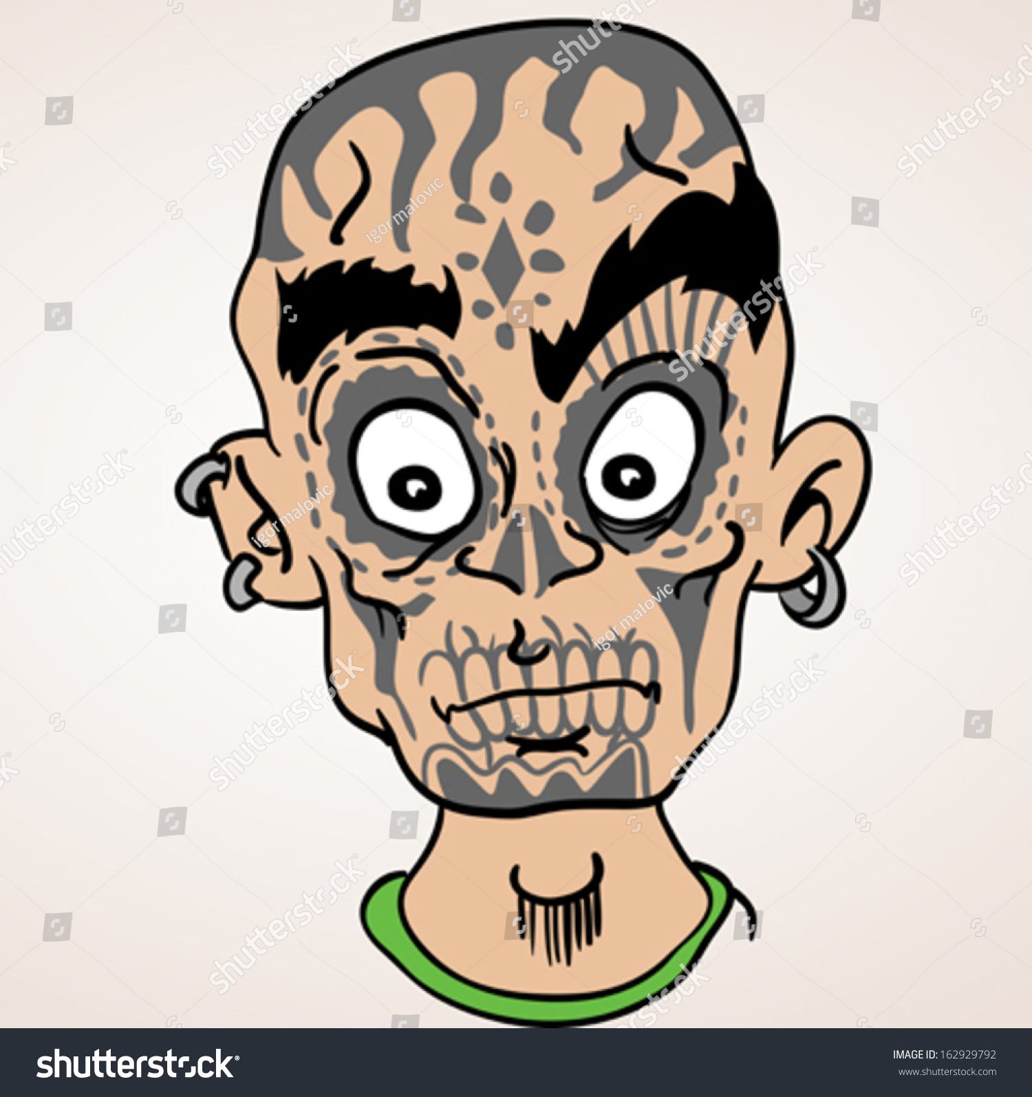 Download Cartoon Illustration Bald Boy Sugar Skull Stock Vector ...