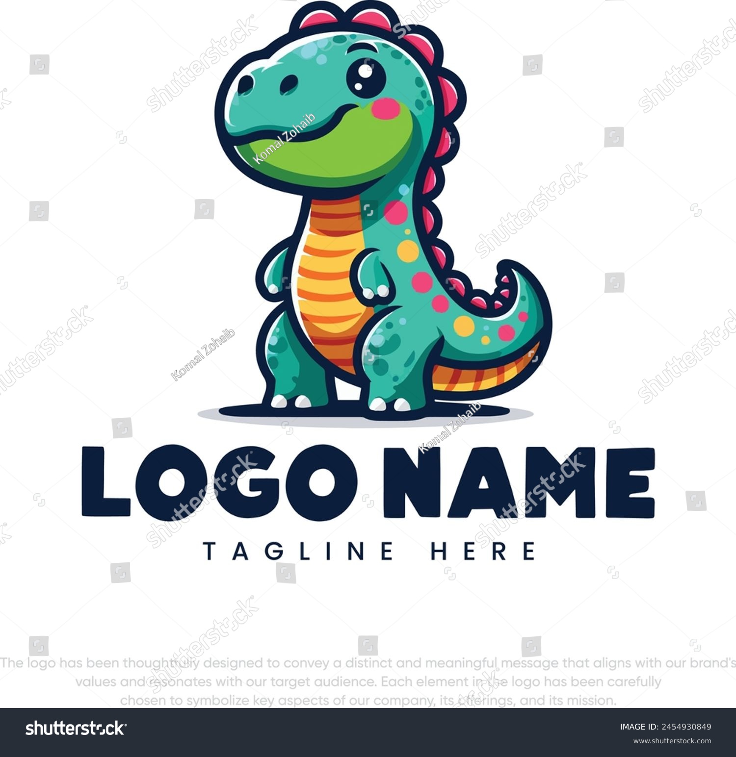 SVG of Cartoon illustration of cute baby dinosaur logo svg