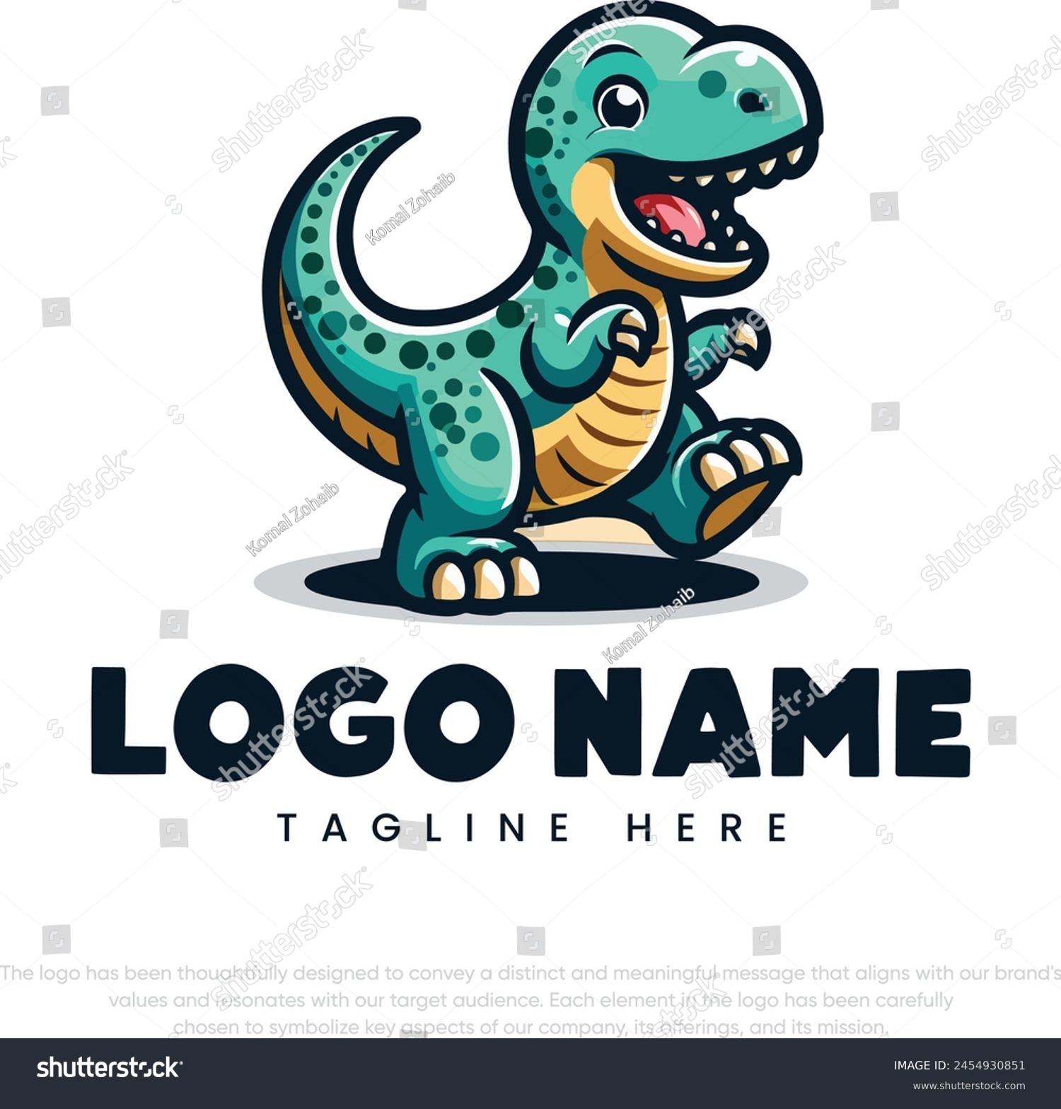 SVG of Cartoon illustration of cute baby dinosaur logo svg