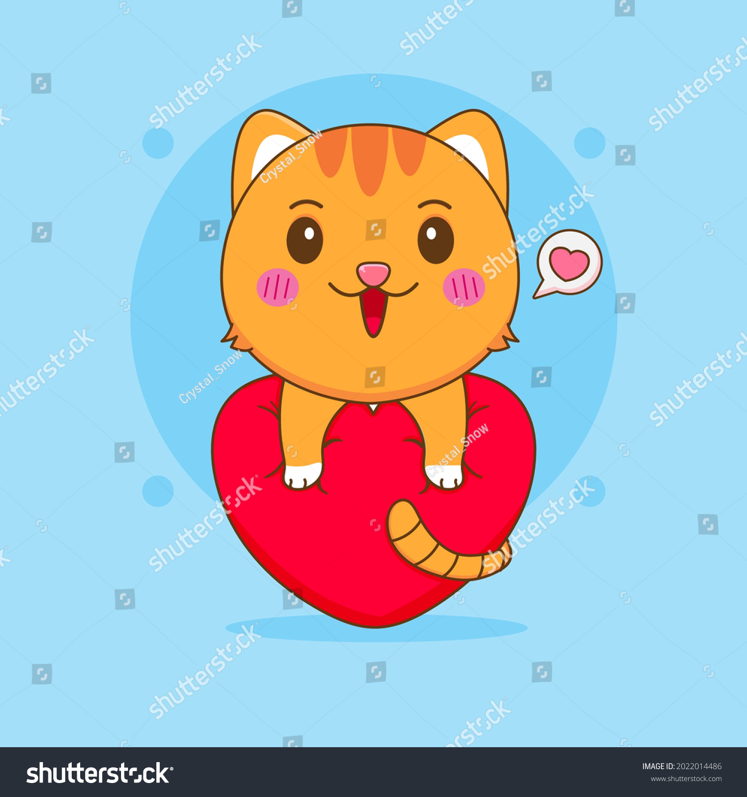 Cartoon Illustration Cute Cat Character Hugging Stock Vector (Royalty ...