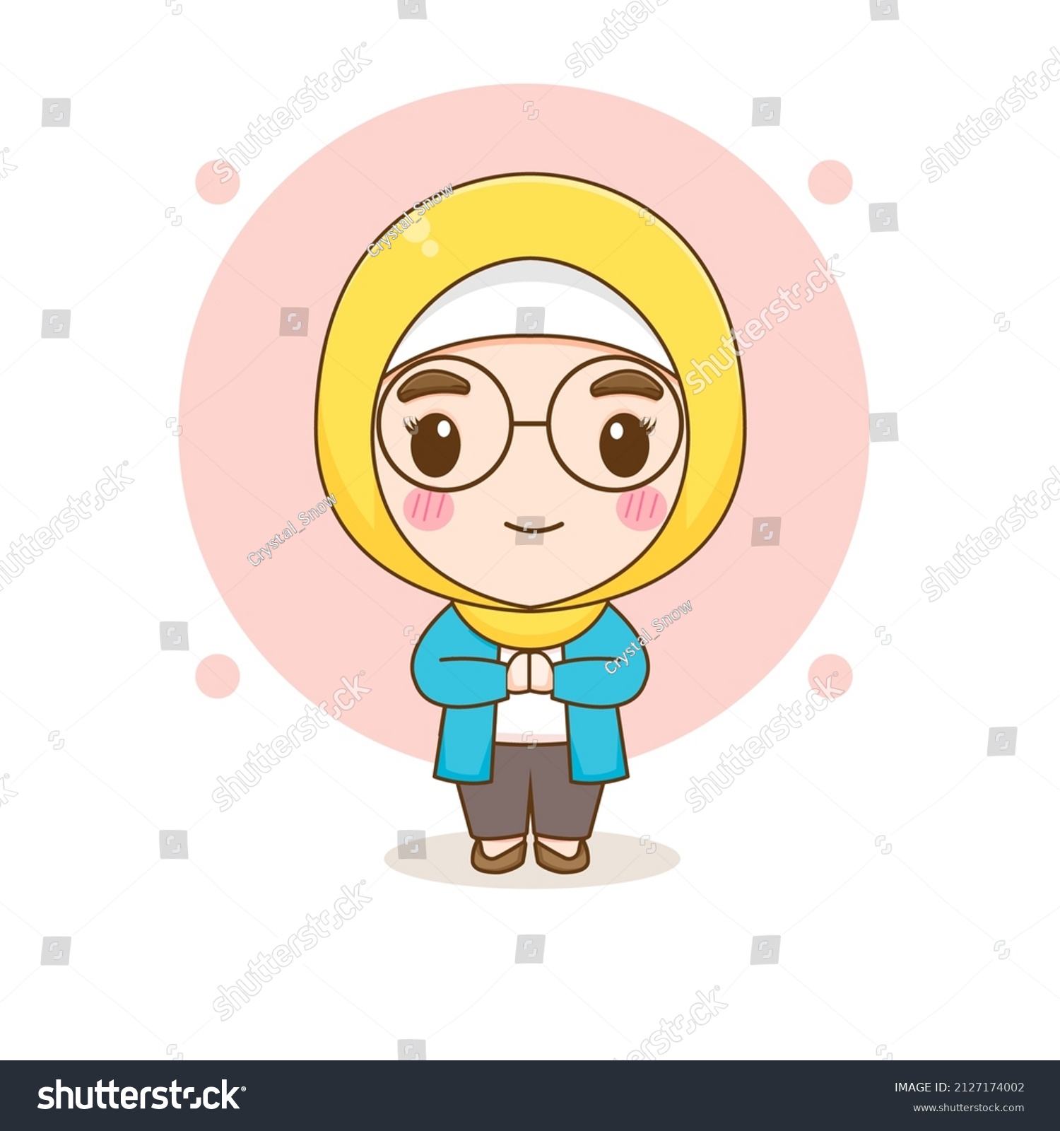 Cartoon Illustration Cute Moslem Girl Character Stock Vector (Royalty ...