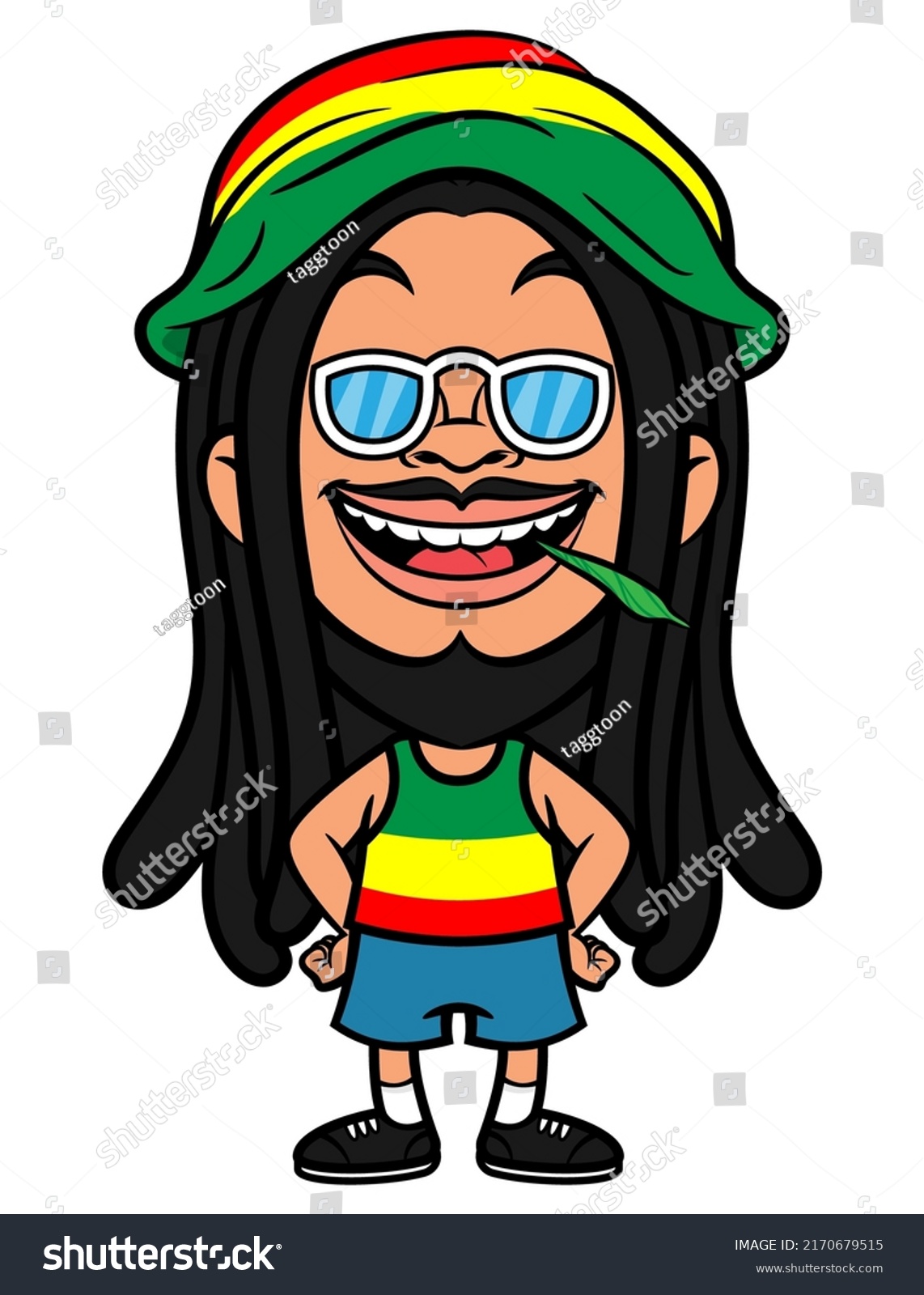 Cartoon Illustration Dreadlocks Men Wearing Sunglasses Stock Vector ...