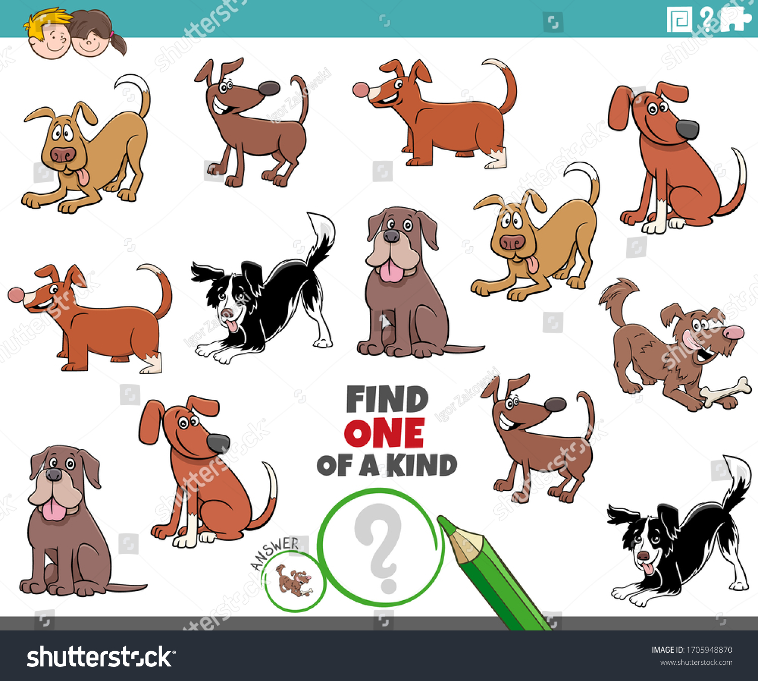 Cartoon Illustration Find One Kind Picture Stock Vector (Royalty Free ...