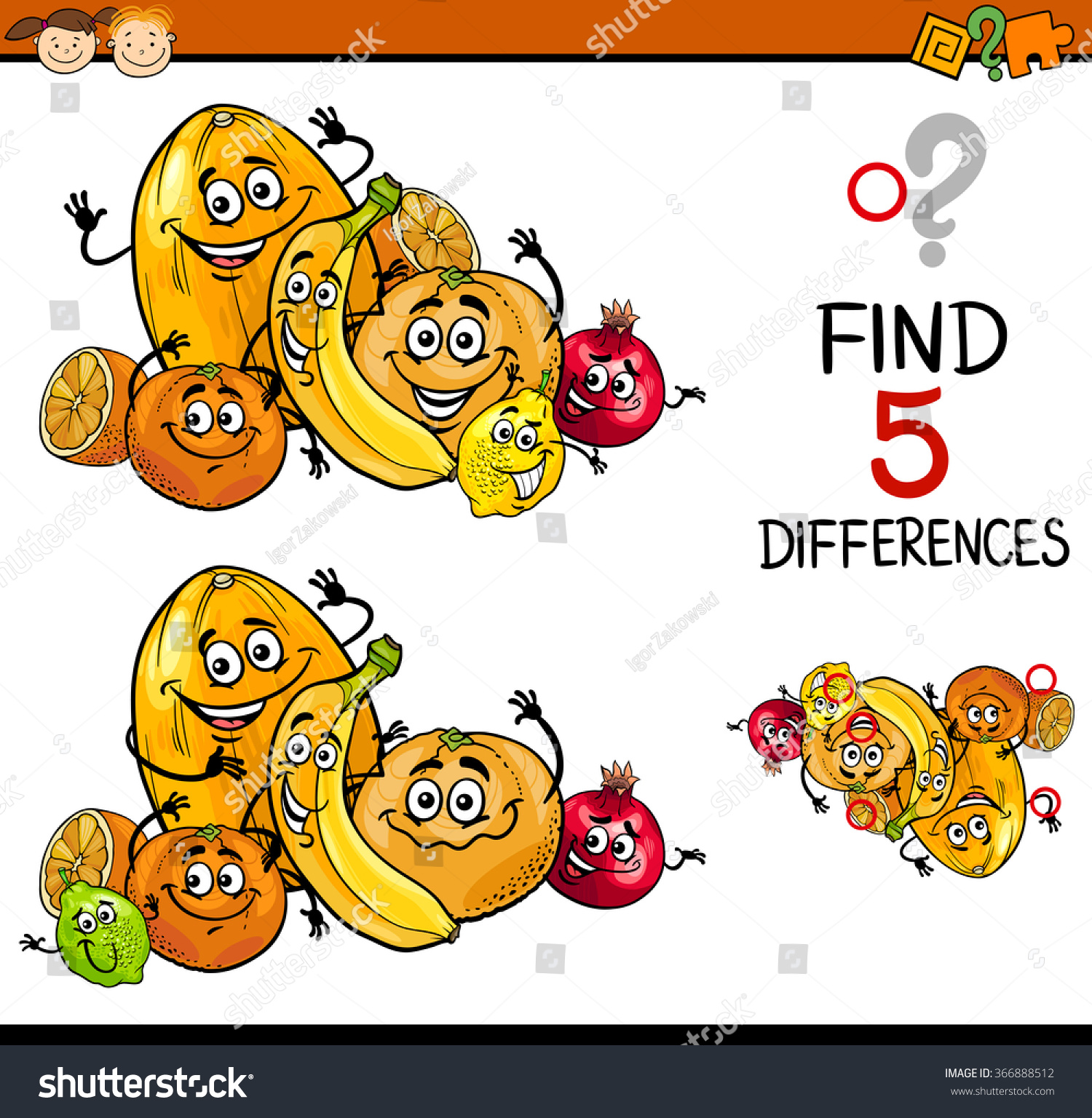 Cartoon Illustration Finding Differences Educational Task Stock Vector ...