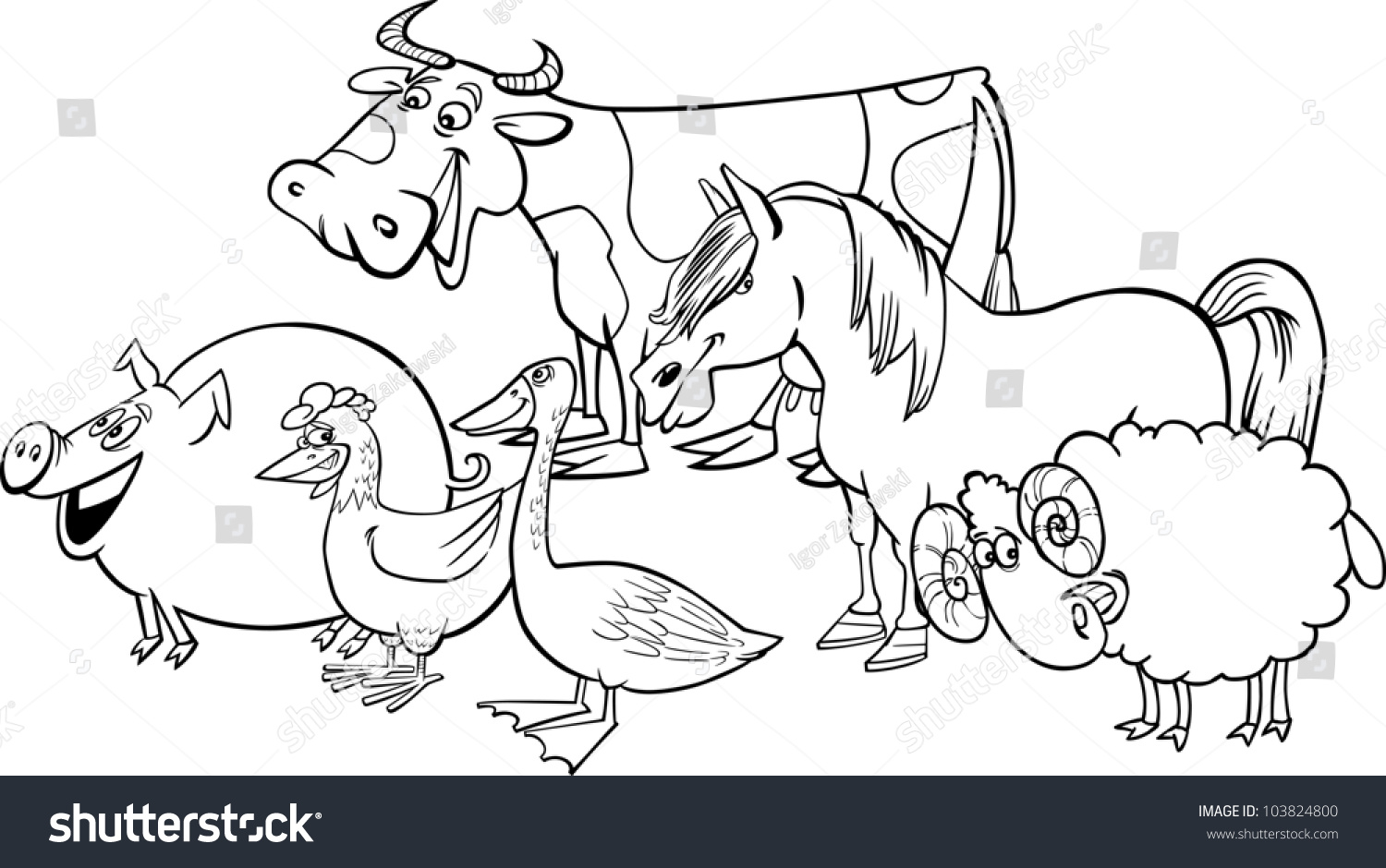 Cartoon Illustration Funny Farm Animals Group Stock Vector ...