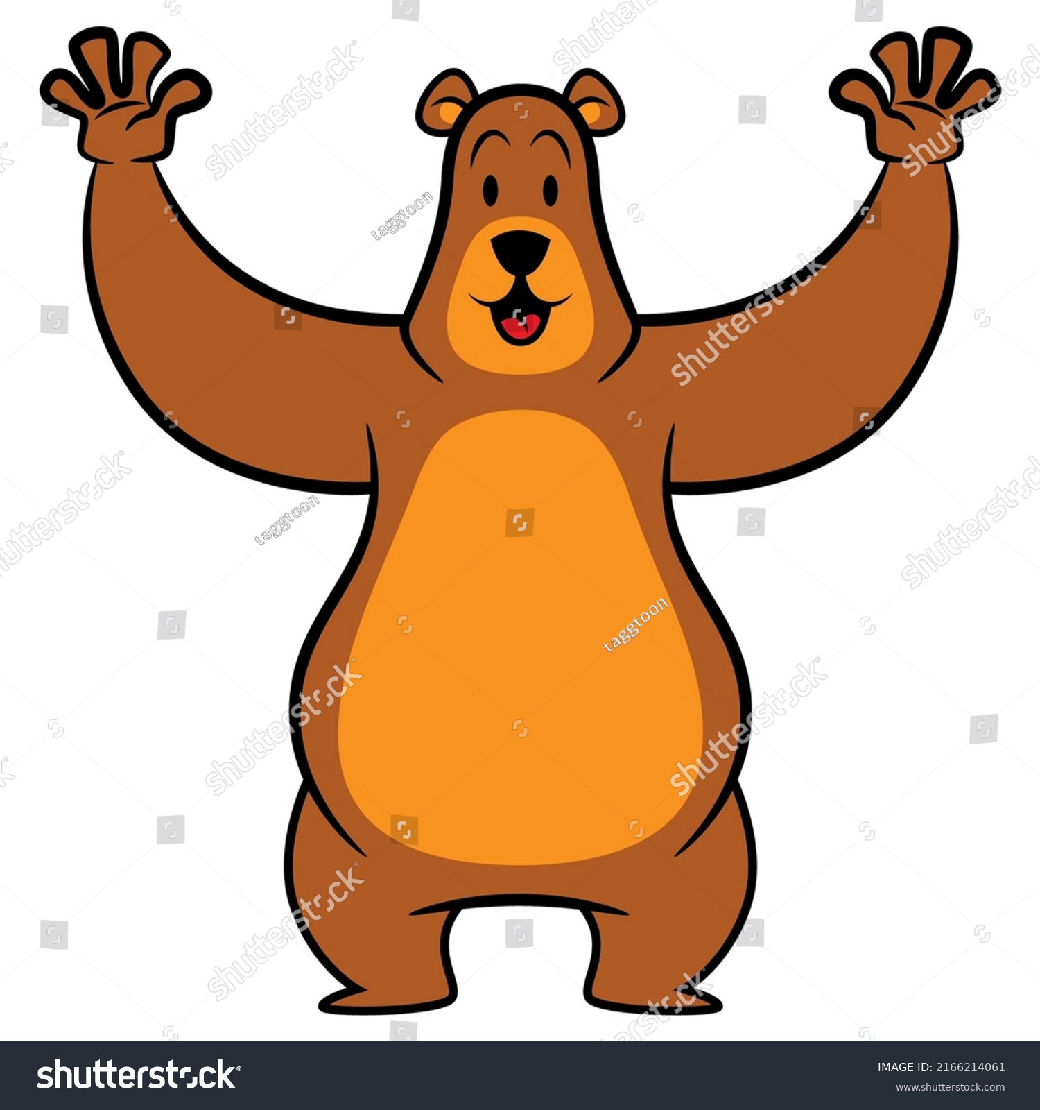 Cartoon Illustration Grizzly Bear Smiles Greet Stock Vector (Royalty ...