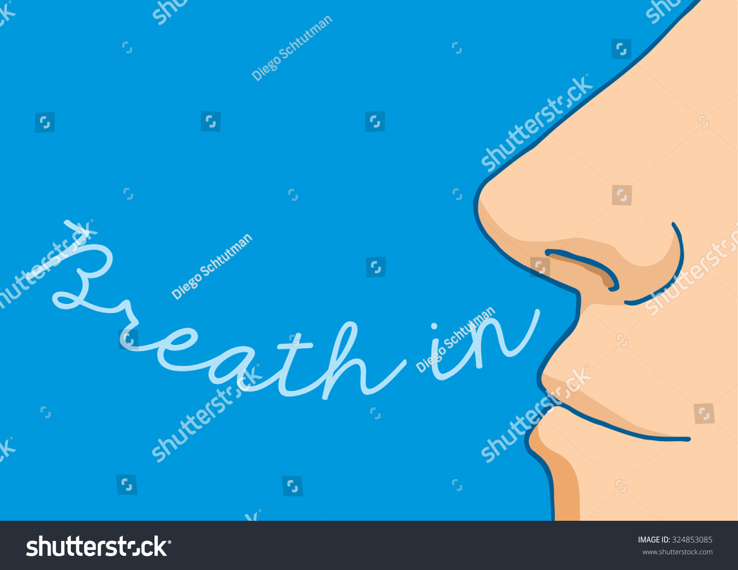 Cartoon Illustration Nose Breathing Word Stock Vector 324853085 ...