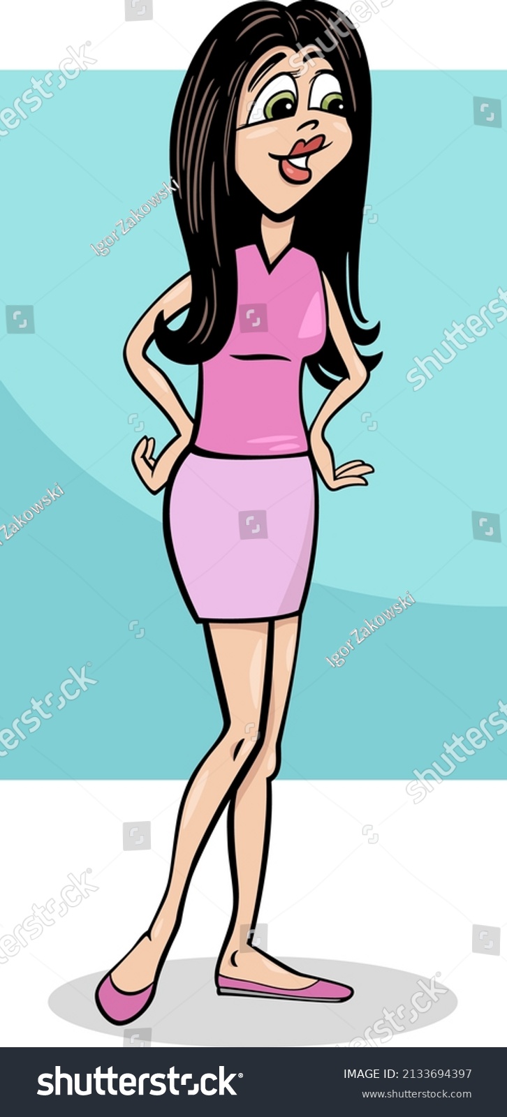 Cartoon Illustration Pretty Young Girl Comic Stock Vector (Royalty Free ...