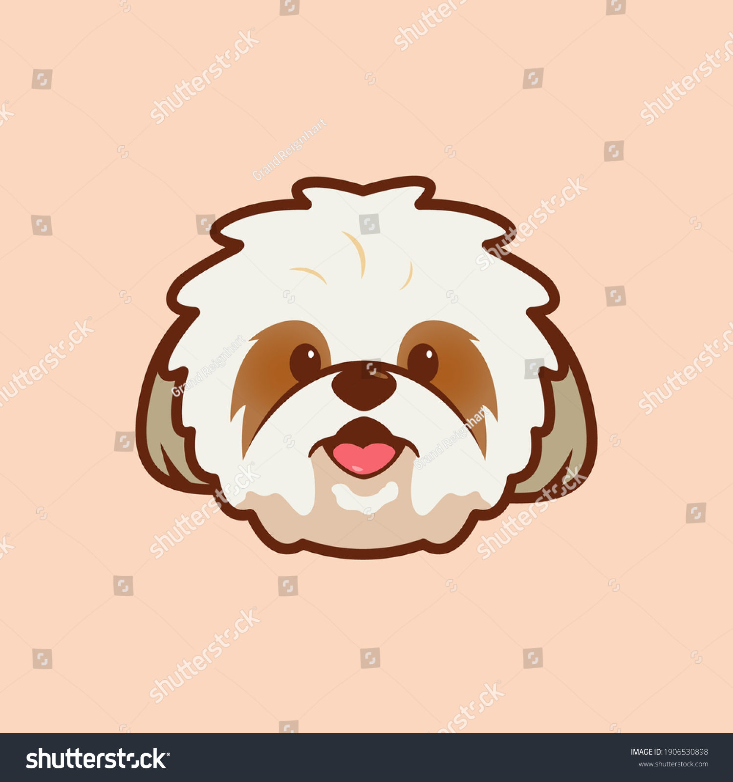 SVG of Cartoon illustration of shih tzu cute face. Vector illustration of shih tzu dog svg