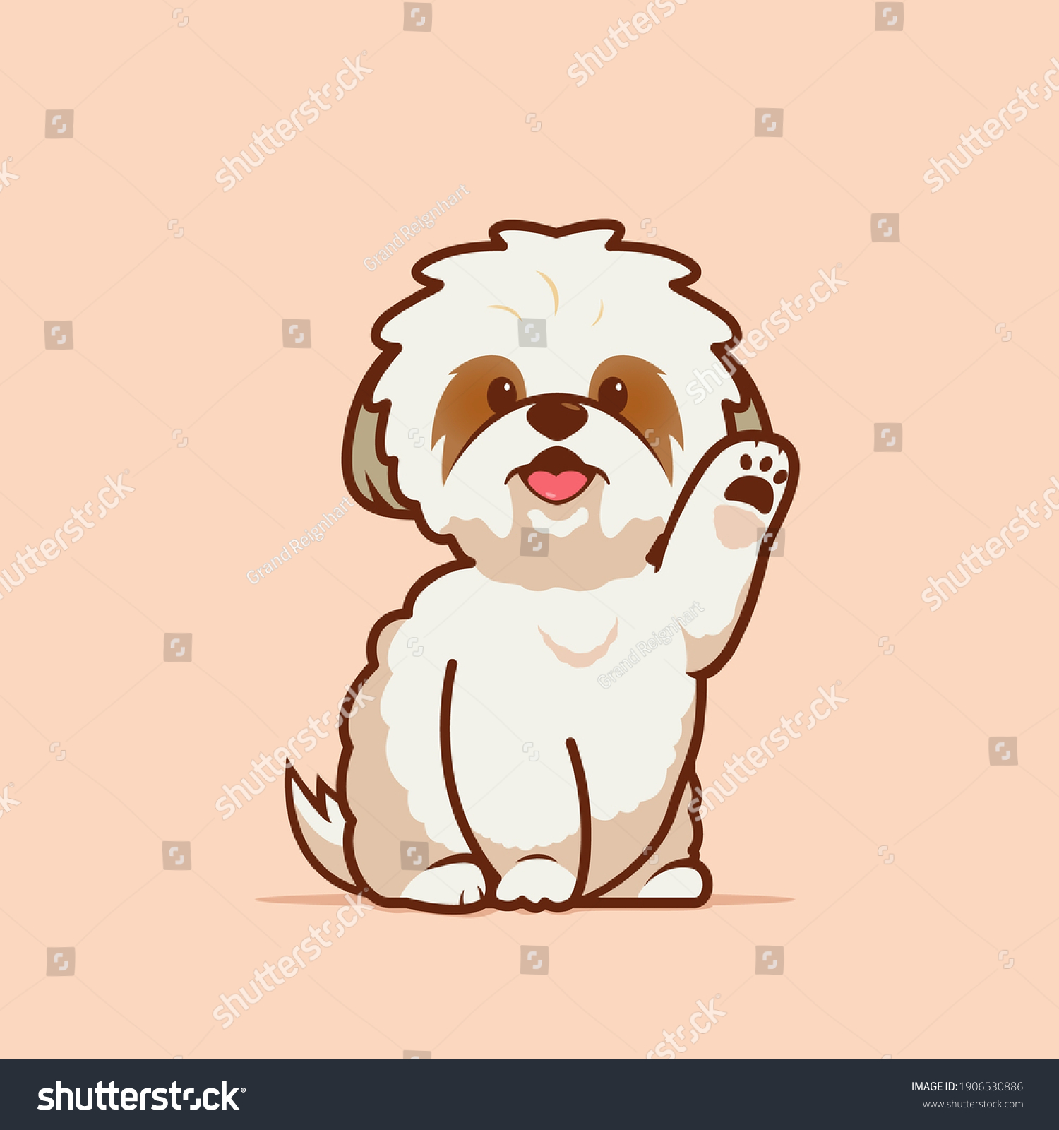SVG of Cartoon illustration of shih tzu dog cute pose. Vector illustration of shih tzu dog svg