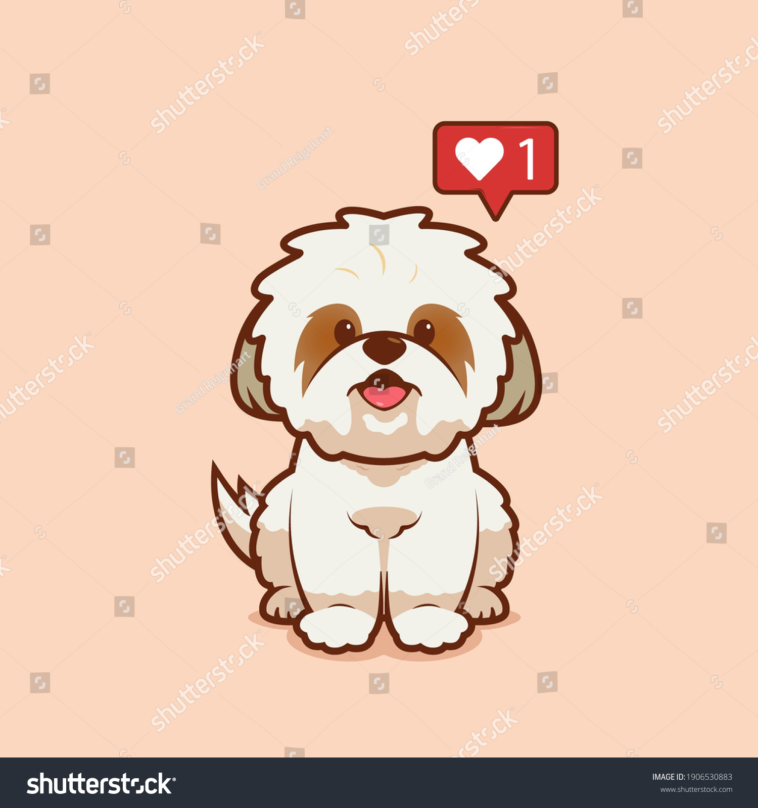 SVG of Cartoon illustration of shih tzu dog sitting with love icon. Vector illustration of shih tzu dog svg