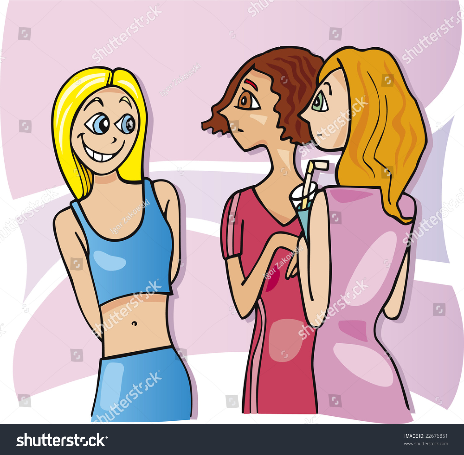 Cartoon Illustration Two Girls Talking Third Lager Vektor 22676851 Shutterstock 8131