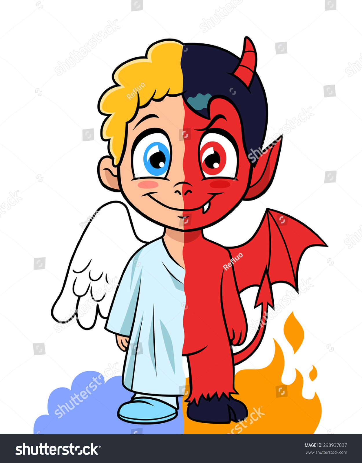 Cartoon Illustration Two Sides Good Evil Stock Vector 298937837 ...