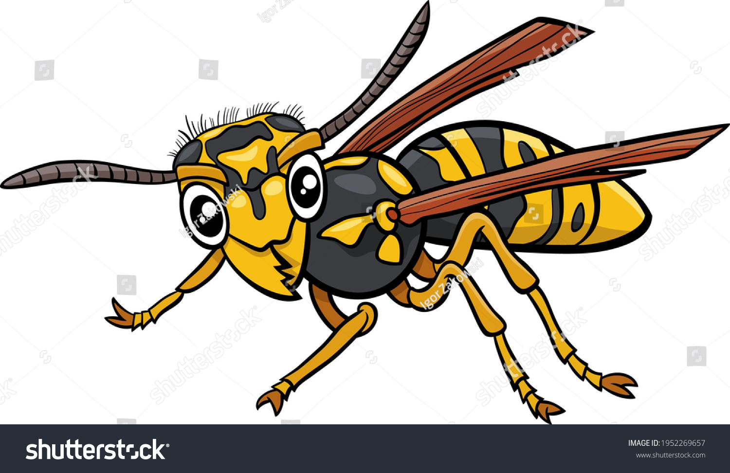 SVG of Cartoon illustration of yellowjacket or wasp insect animal character svg