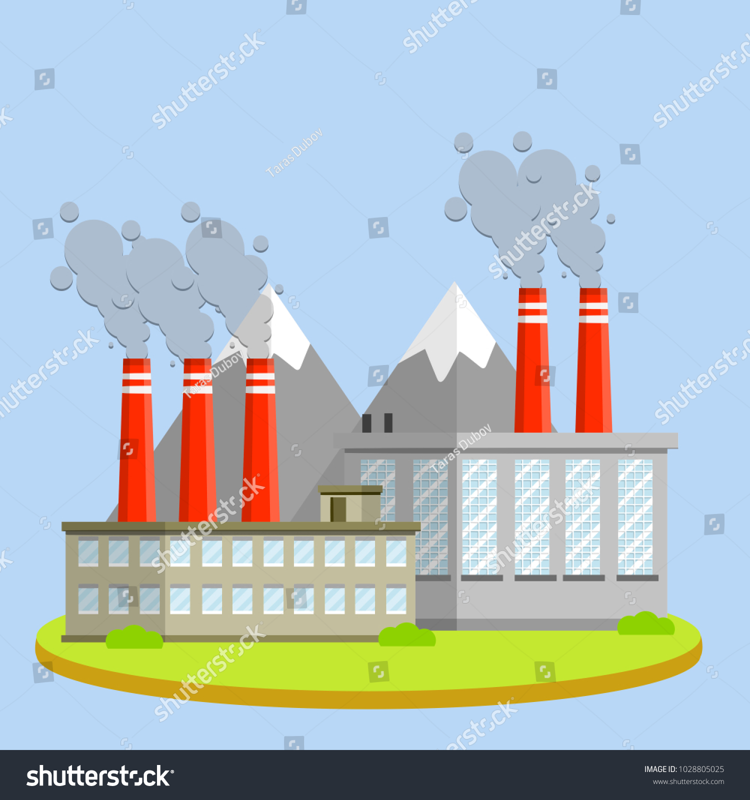 Cartoon Illustration Urban Landscapes Factory Smoke Stock Vector ...