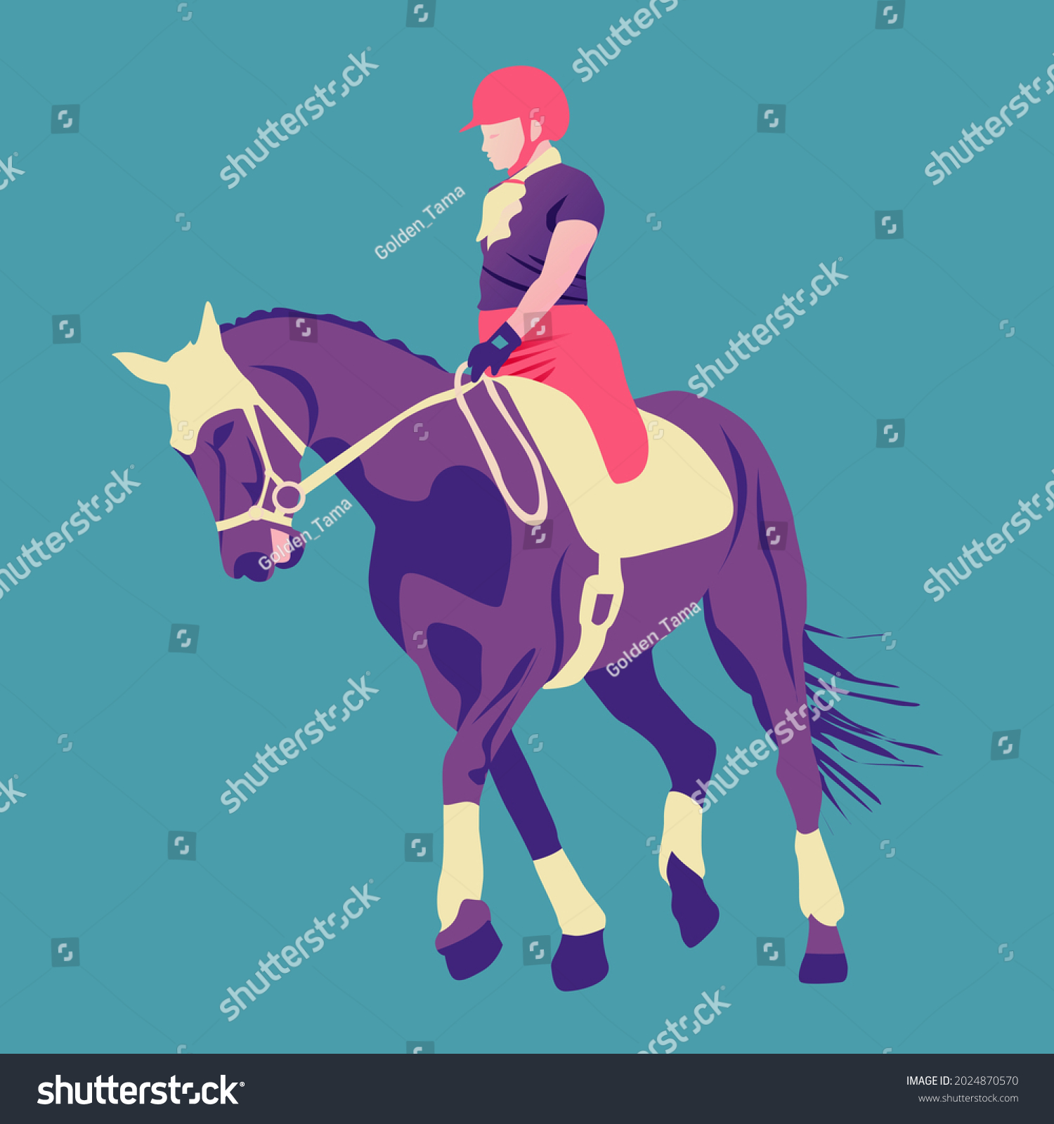 SVG of Cartoon illustration with a faceless disabled girl on a horse,  equestrian  svg