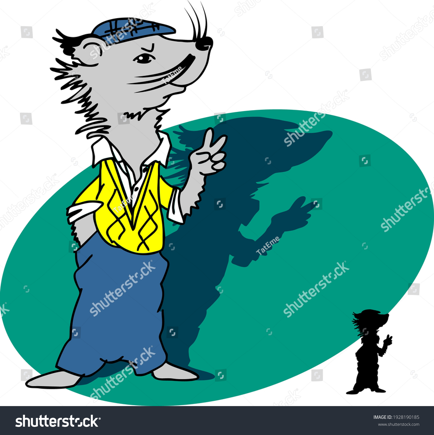SVG of Cartoon image of a rare animal cat bear binturong in the role of a business man. svg