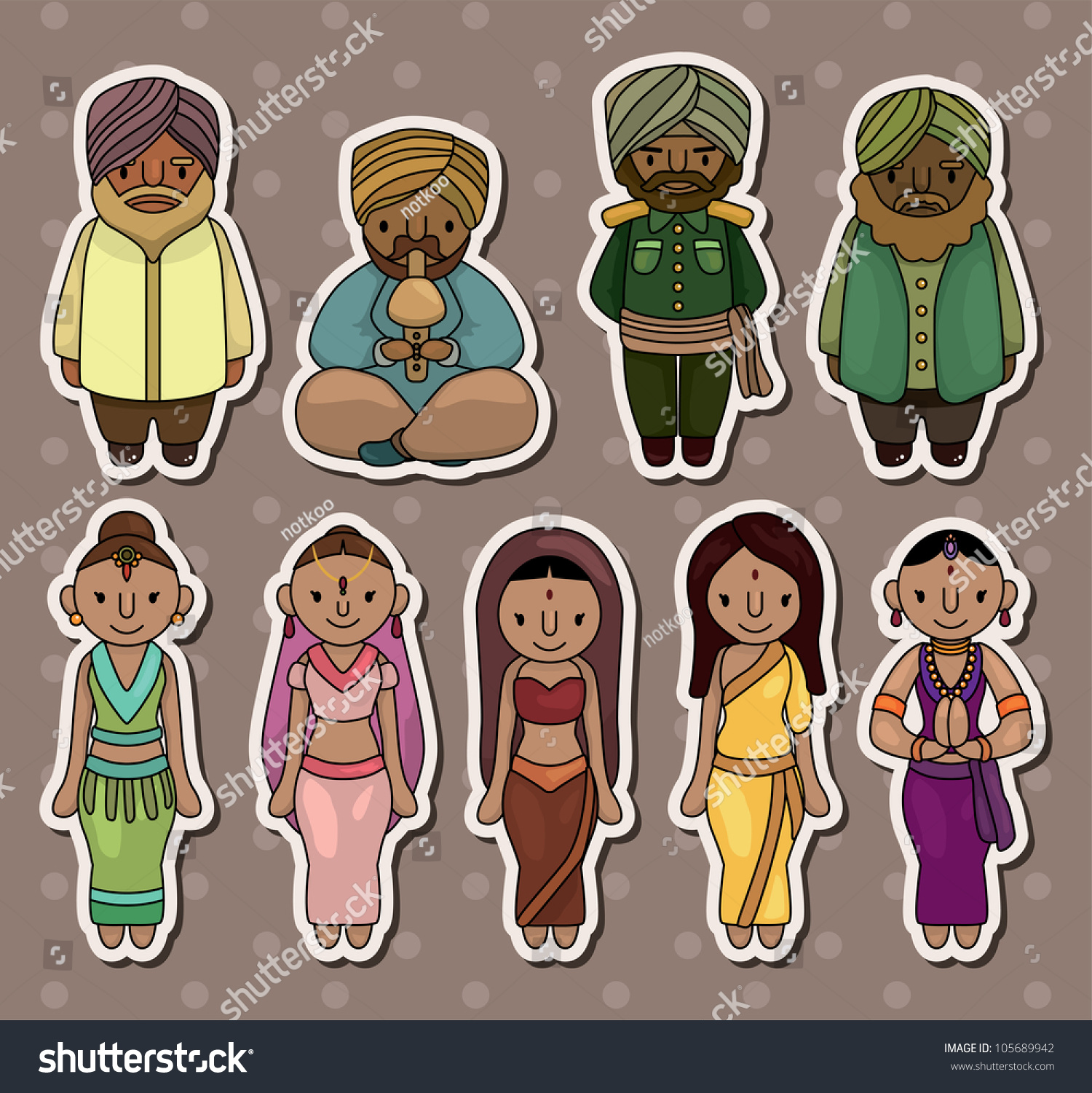 Cartoon Indian Stickers Stock Vector (Royalty Free) 105689942 ...