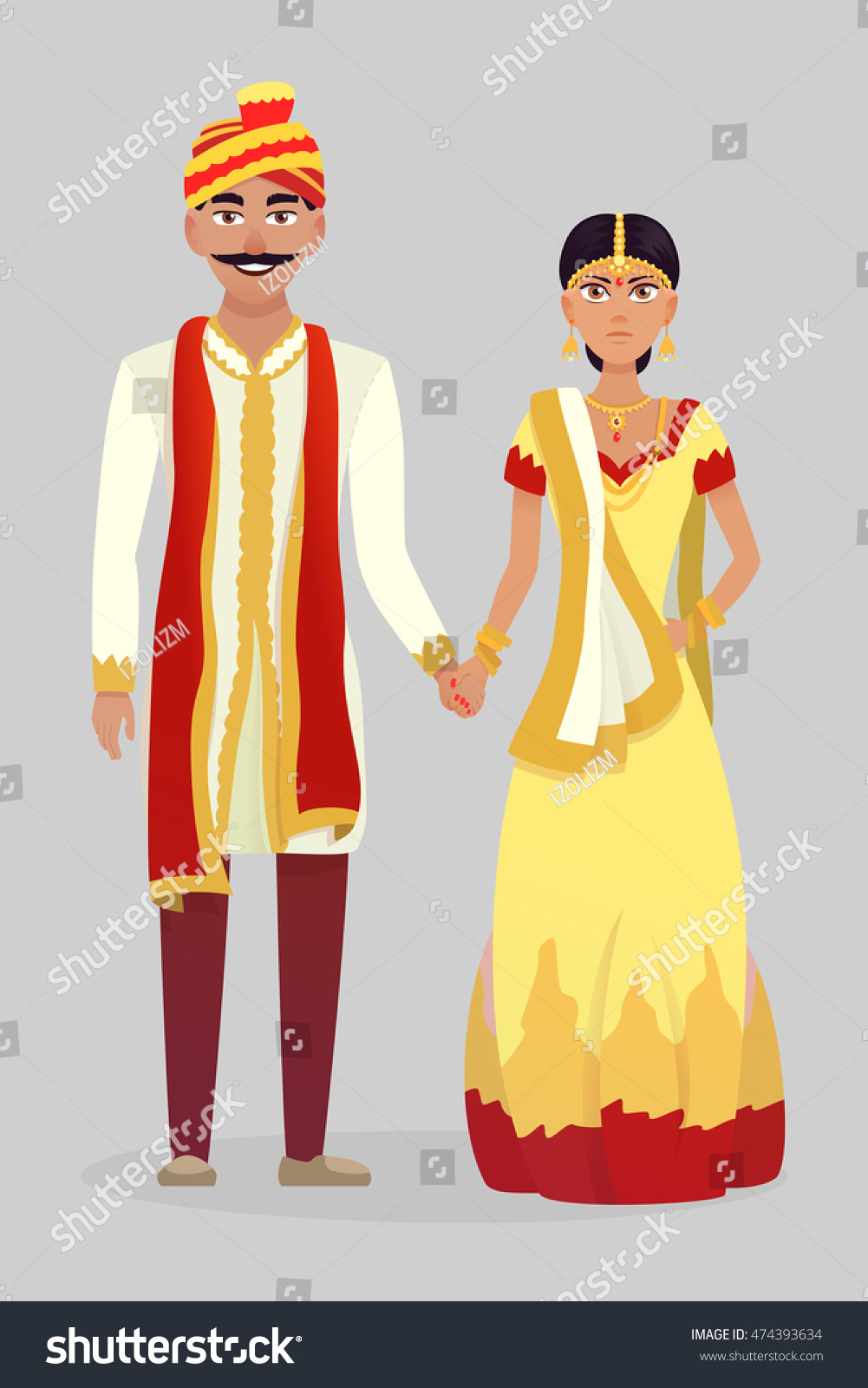 Cartoon Indian Wedding Couple. Vector Illustration Wedding. - 474393634 ...