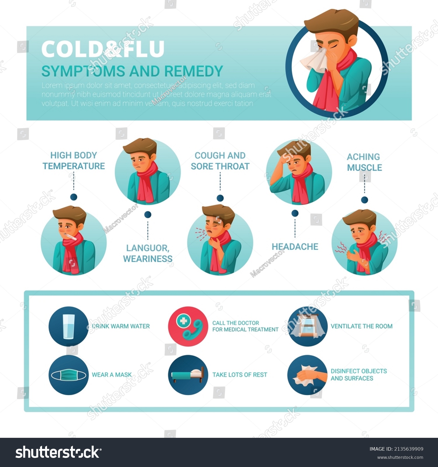 Cartoon Infographics Showing Remedy Symptoms Cold Stock Vector (Royalty ...