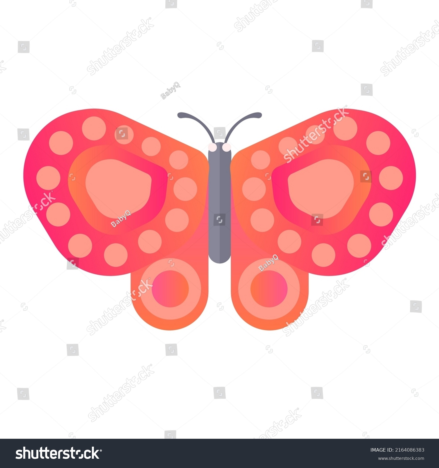 Cartoon Insect Pink Butterfly Vector Isolated Stock Vector (Royalty ...