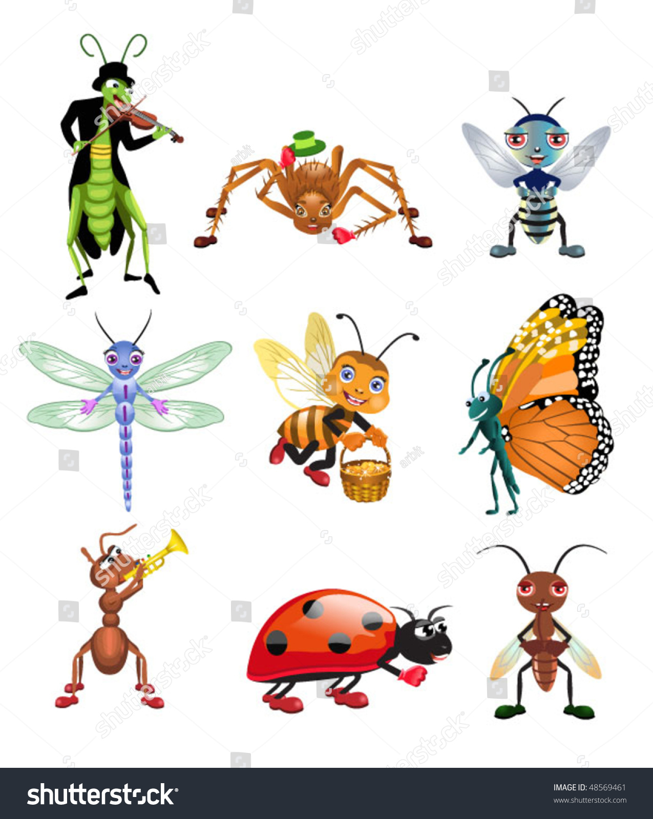 Cartoon Insects Stock Vector Illustration 48569461 : Shutterstock